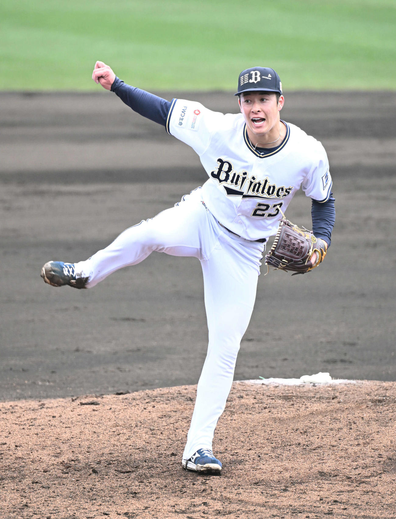 オリックス対楽天2軍　7回にオリックス6番手で登板し3人で仕留める吉田（撮影・和賀正仁）