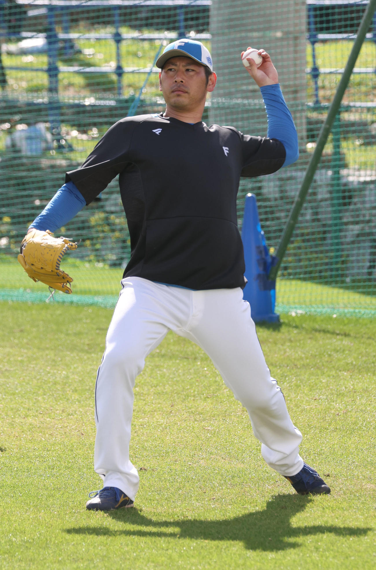 キャッチボールをする日本ハム加藤貴（撮影・佐藤翔太）
