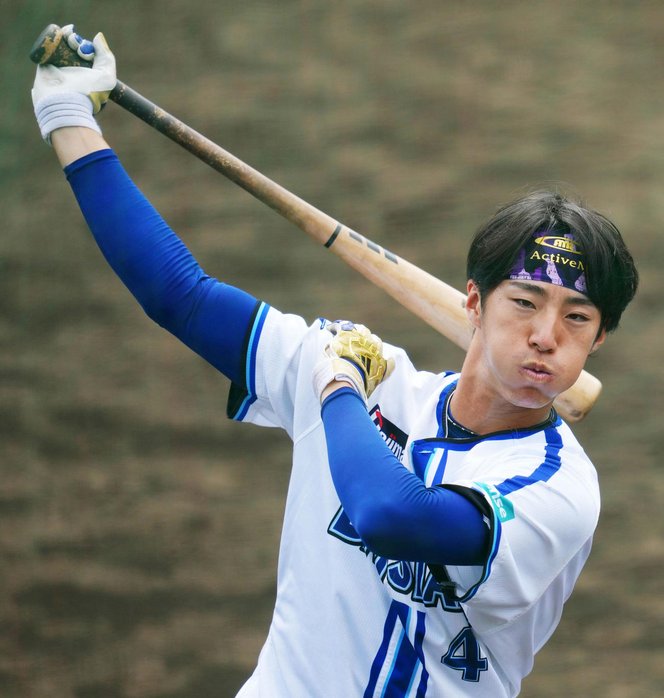 打球を見つめるDeNA度会（撮影・横山健太）