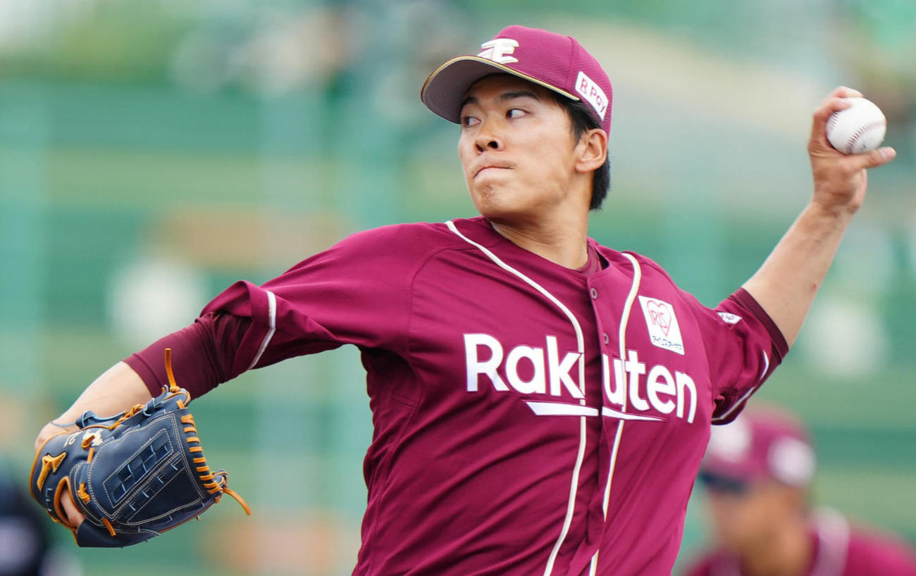 ロッテ対楽天　楽天先発の早川（撮影・江口和貴）