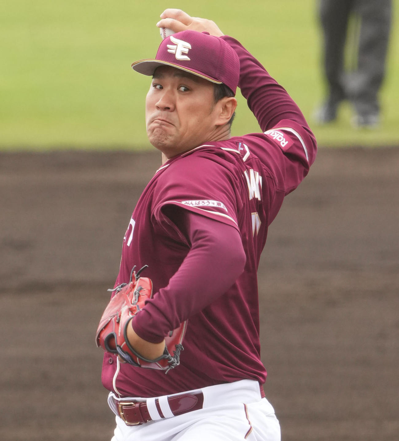 中日対楽天　1回裏、登板する楽天先発の田中将（撮影・森本幸一）