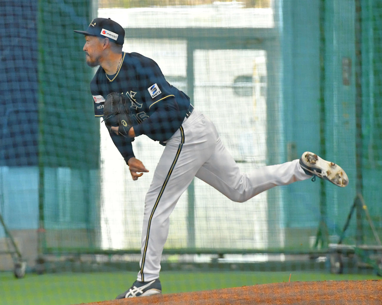 ライブBPに登板したオリックス平野佳（撮影・岩下翔太）