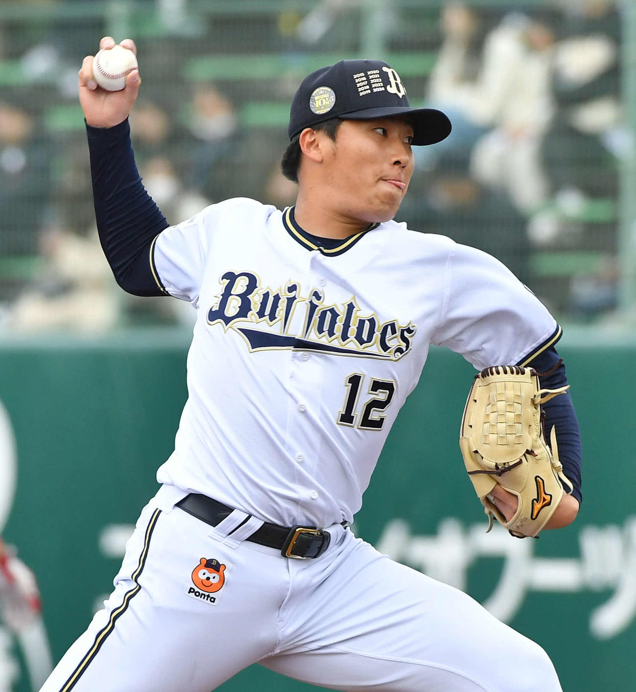 オリックス対楽天モンキーズ　3回表から登板した、オリックス2番手の東（撮影・岩下翔太）