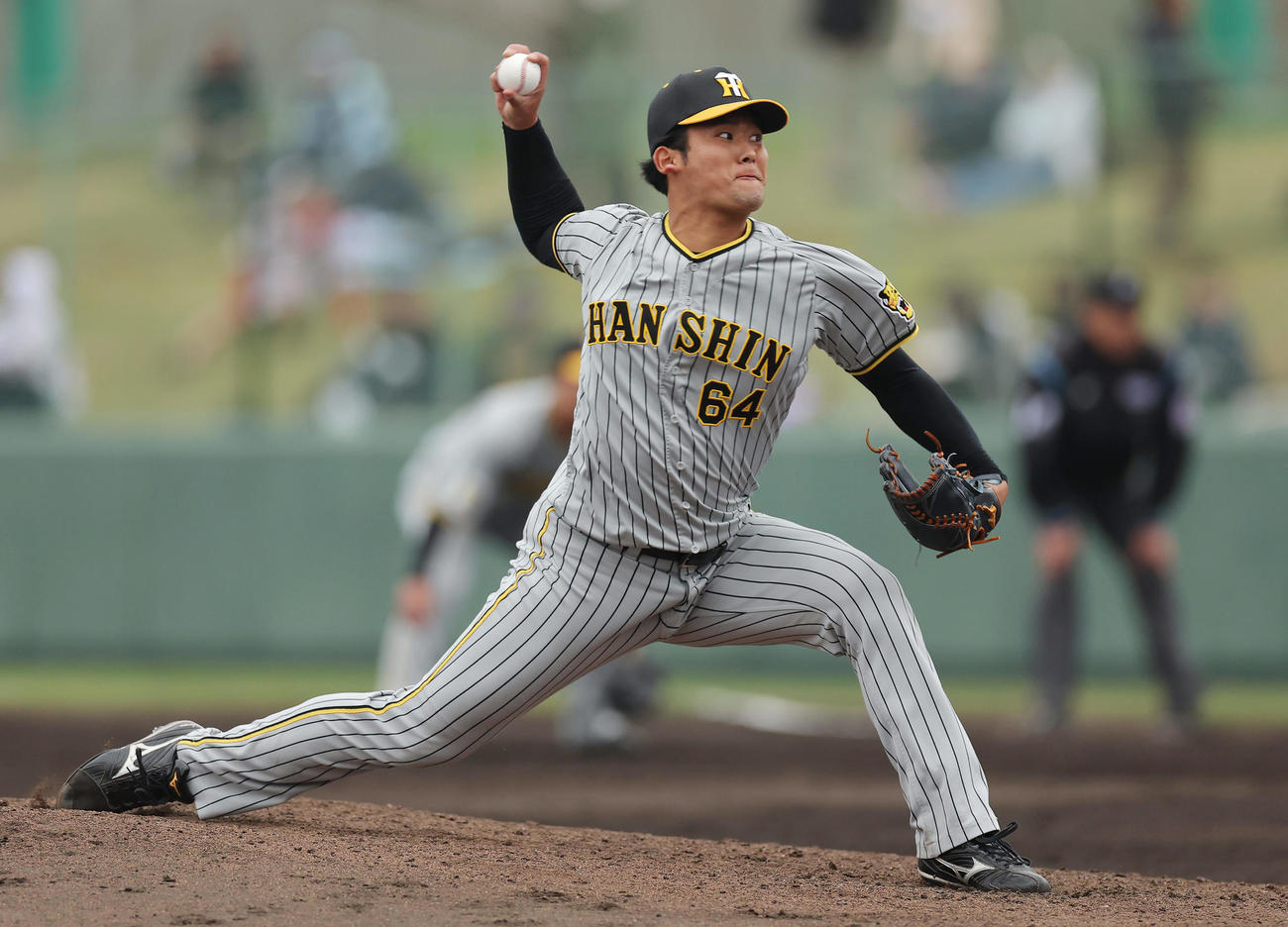 中日対阪神　力投する阪神6番手の岡留（撮影・前田充）