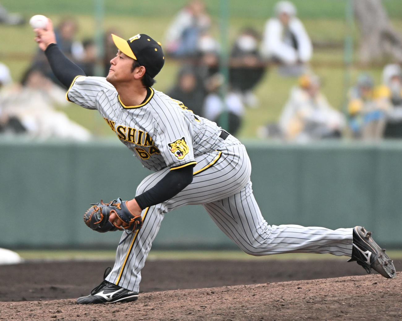 中日対阪神　8回裏、阪神6番手で登板する岡留（撮影・森本幸一）