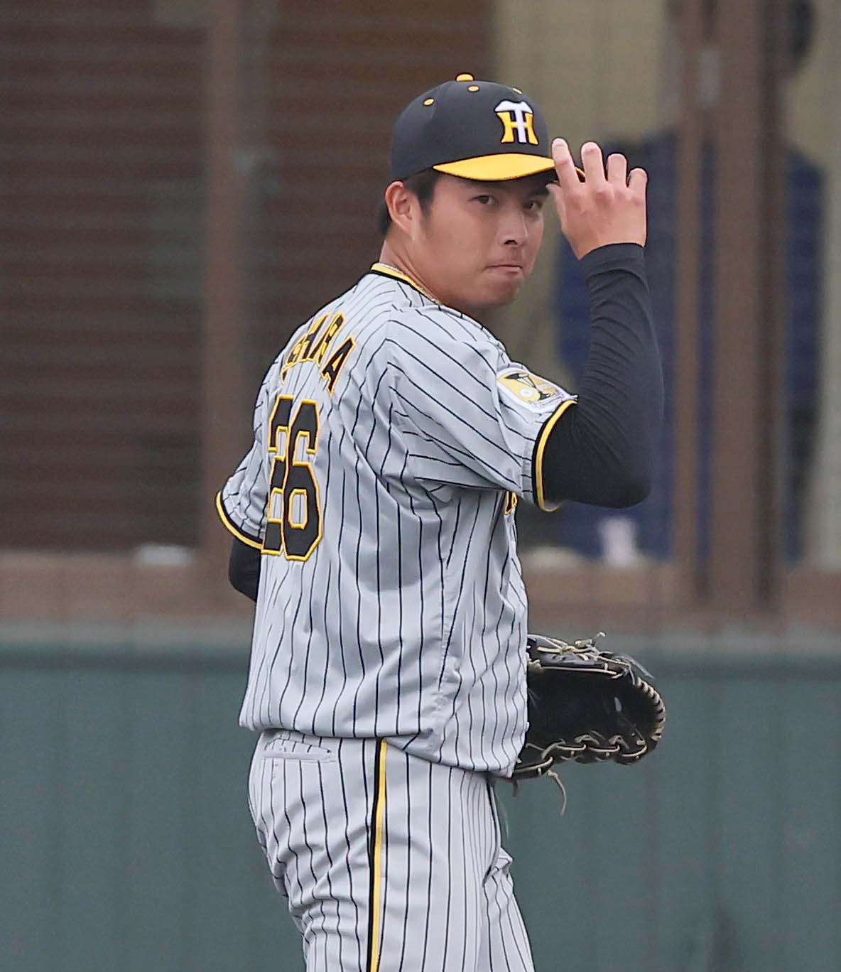 中日対阪神　7回、中日打線を無失点に抑えた椎葉はベンチに引き揚げる（撮影・上田博志）