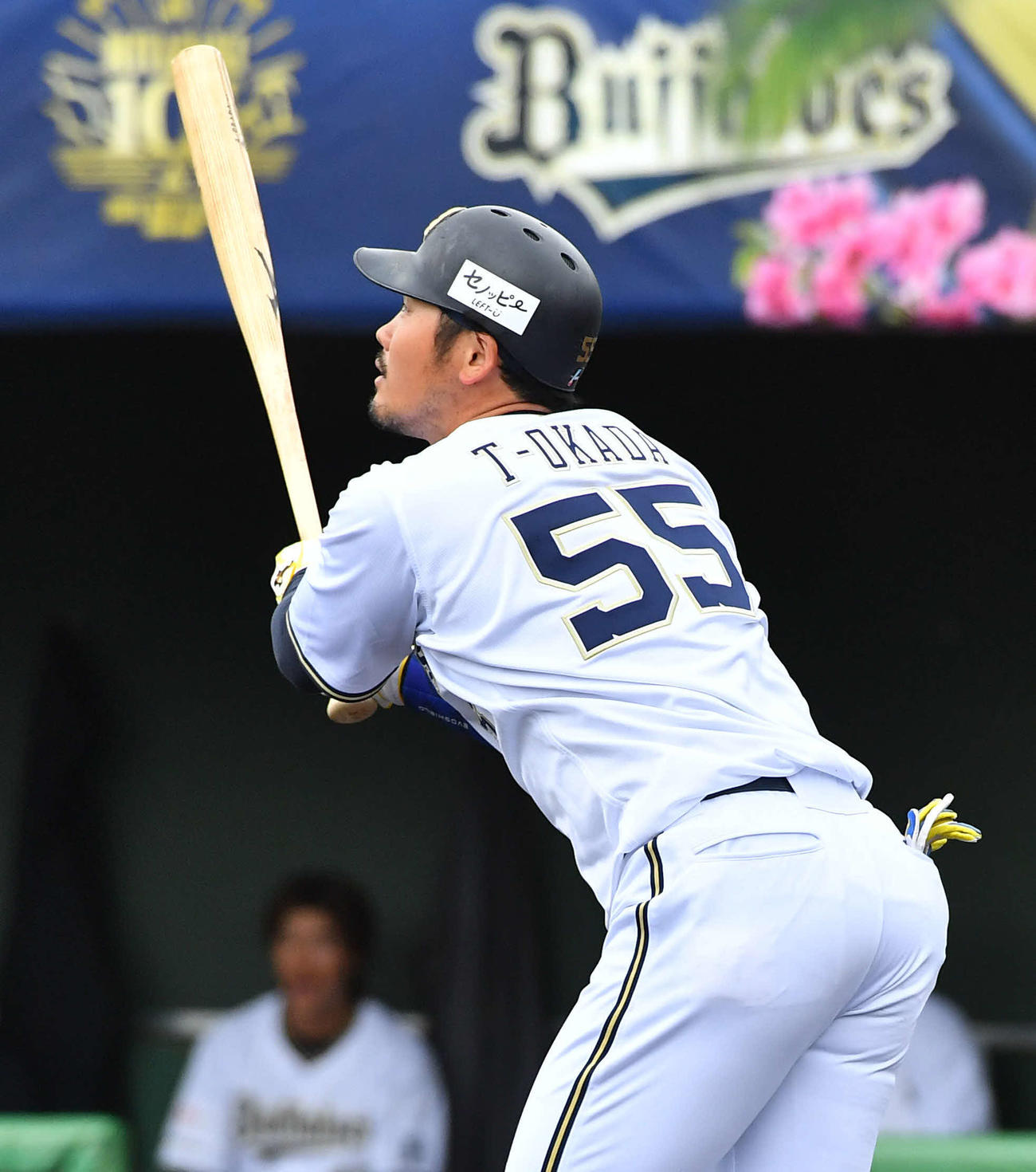 オリックス対台湾楽天　2回裏オリックス無死、T－岡田は右越えに同点本塁打を放つ（撮影・岩下翔太）