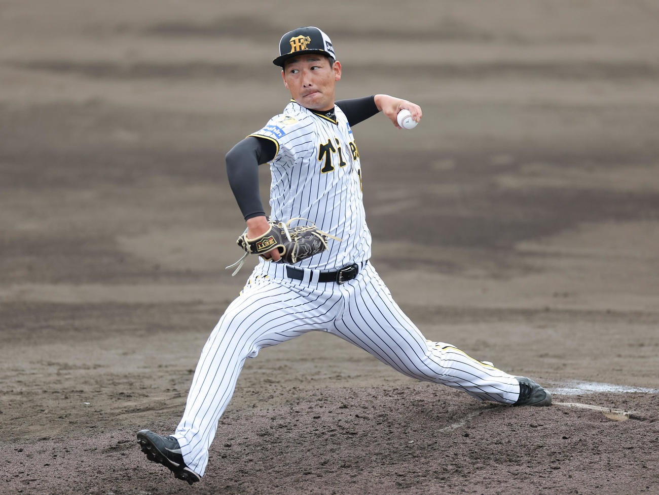 阪神春季キャンプ　ランチ特打で打撃投手を務める阪神岩崎（撮影・前田充）