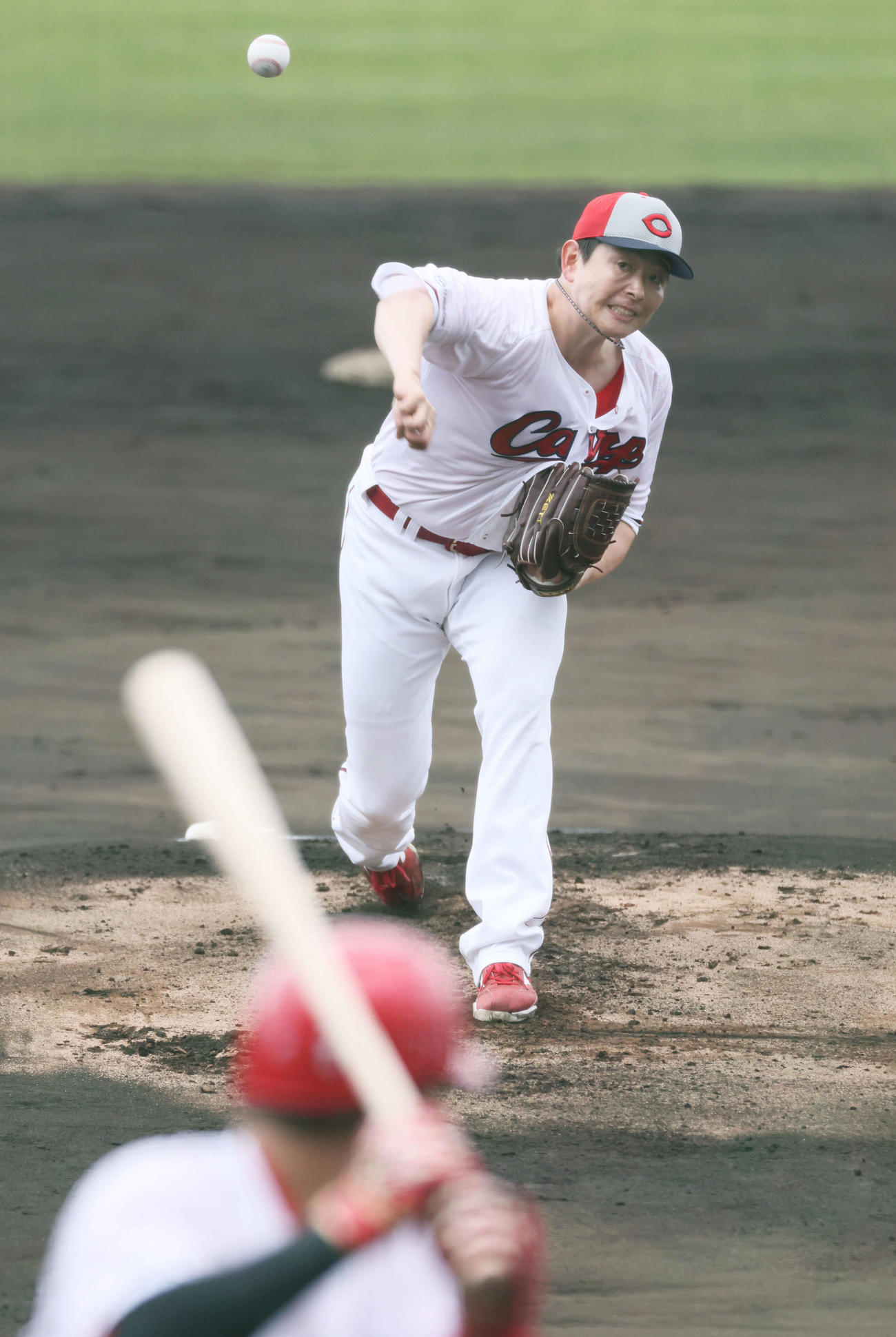 シート打撃に登板した広島大瀬良（撮影・加藤孝規）
