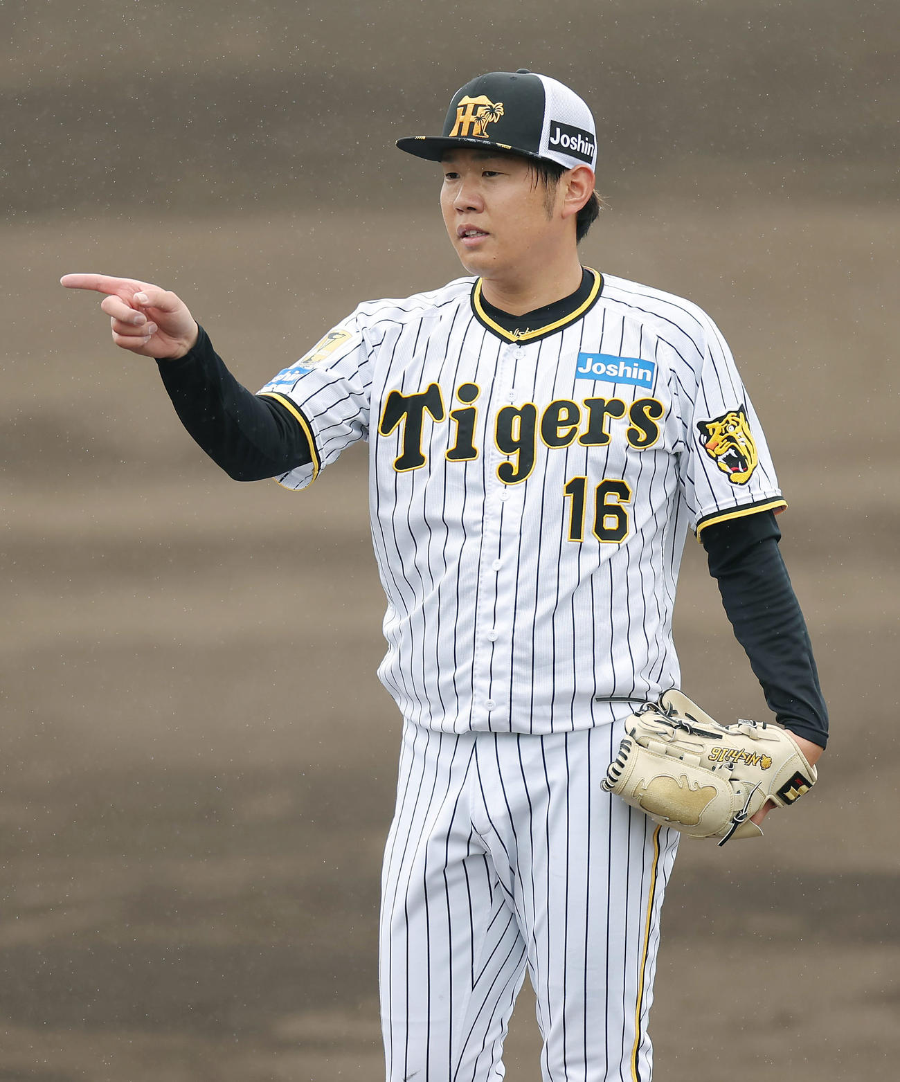ランチ特打で打撃投手を務める阪神西勇（撮影・前田充）