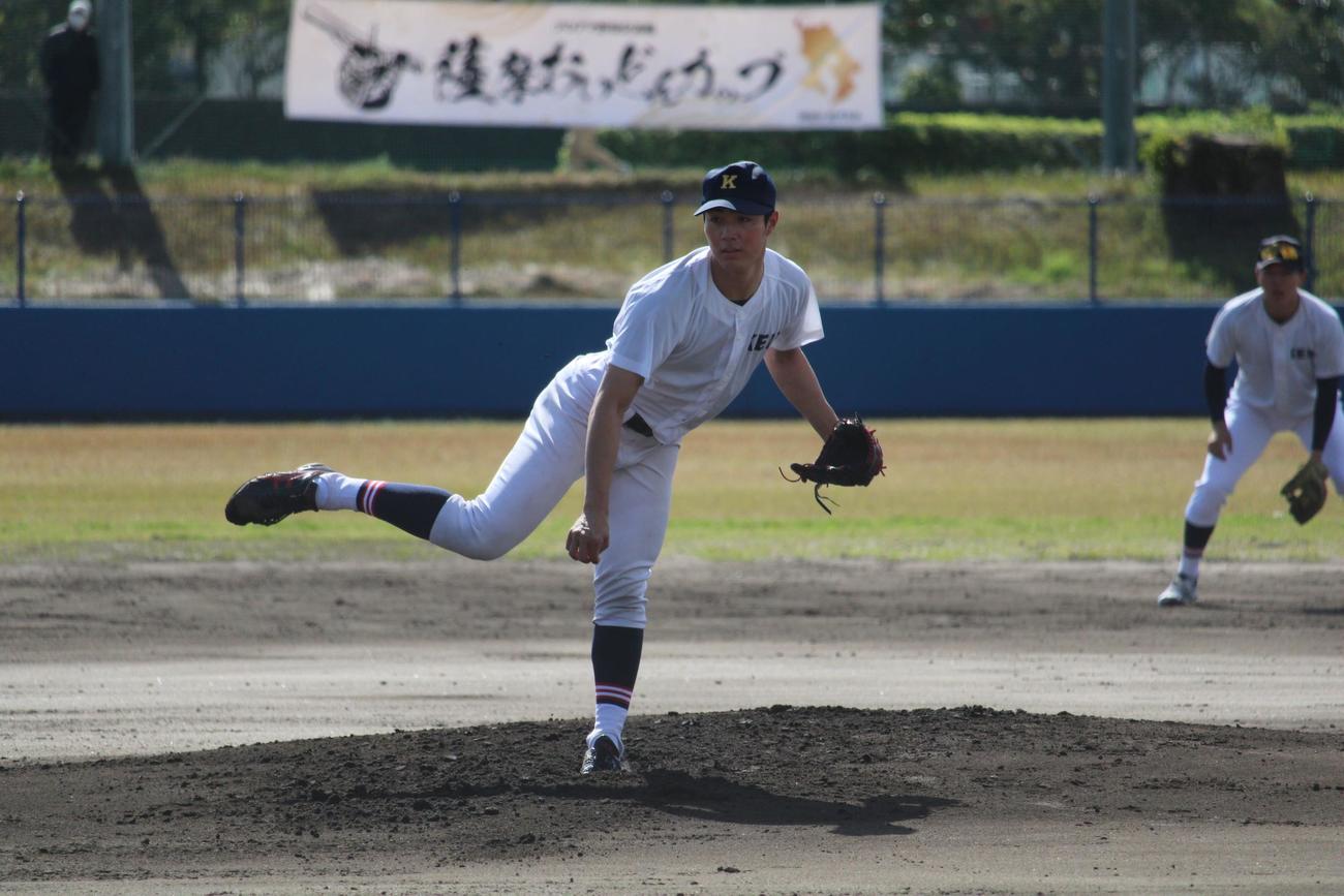 慶大の新2年生右腕、広池浩成投手（撮影・金子真仁）