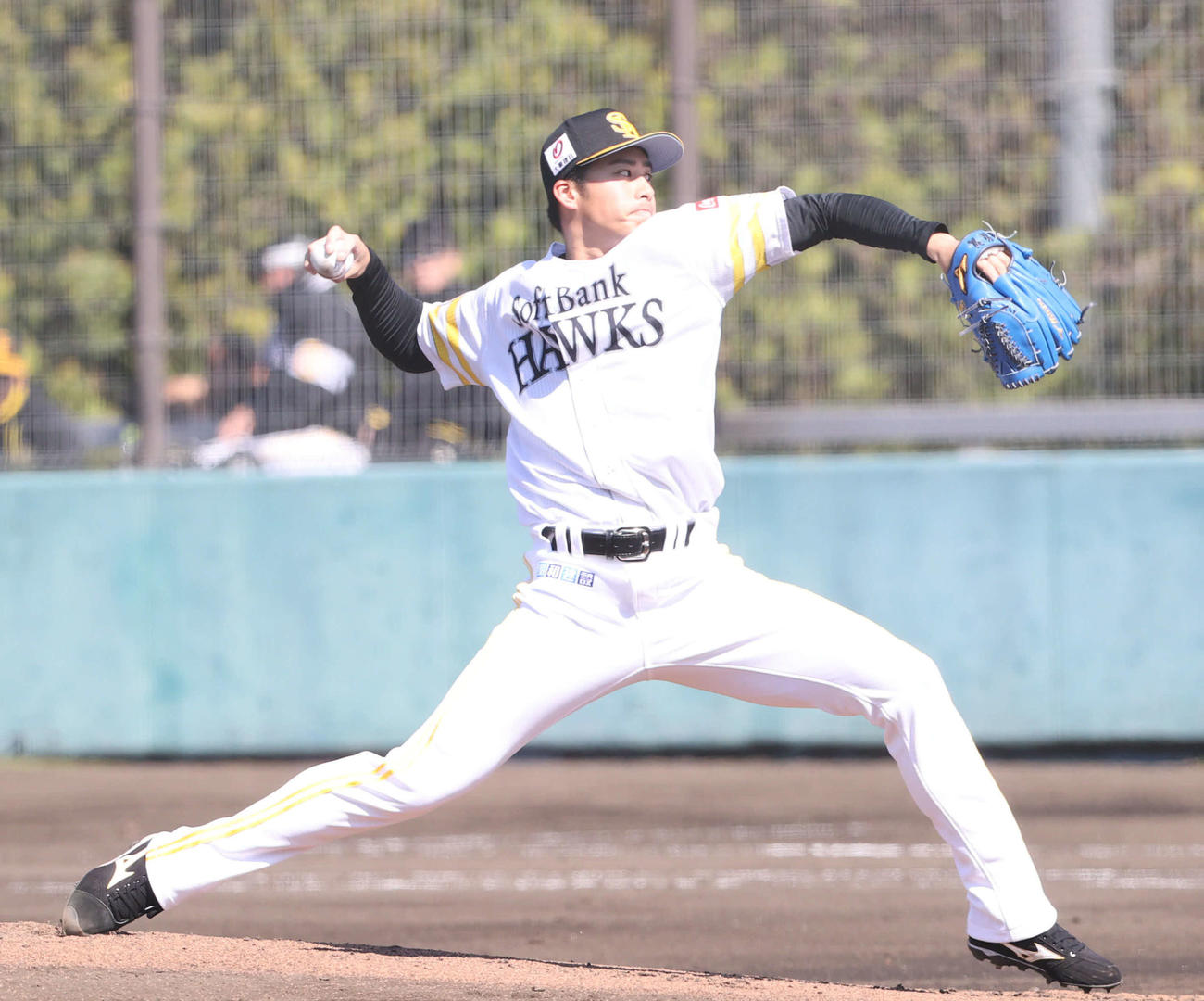 2軍練習試合で先発した板東（撮影・梅根麻紀）