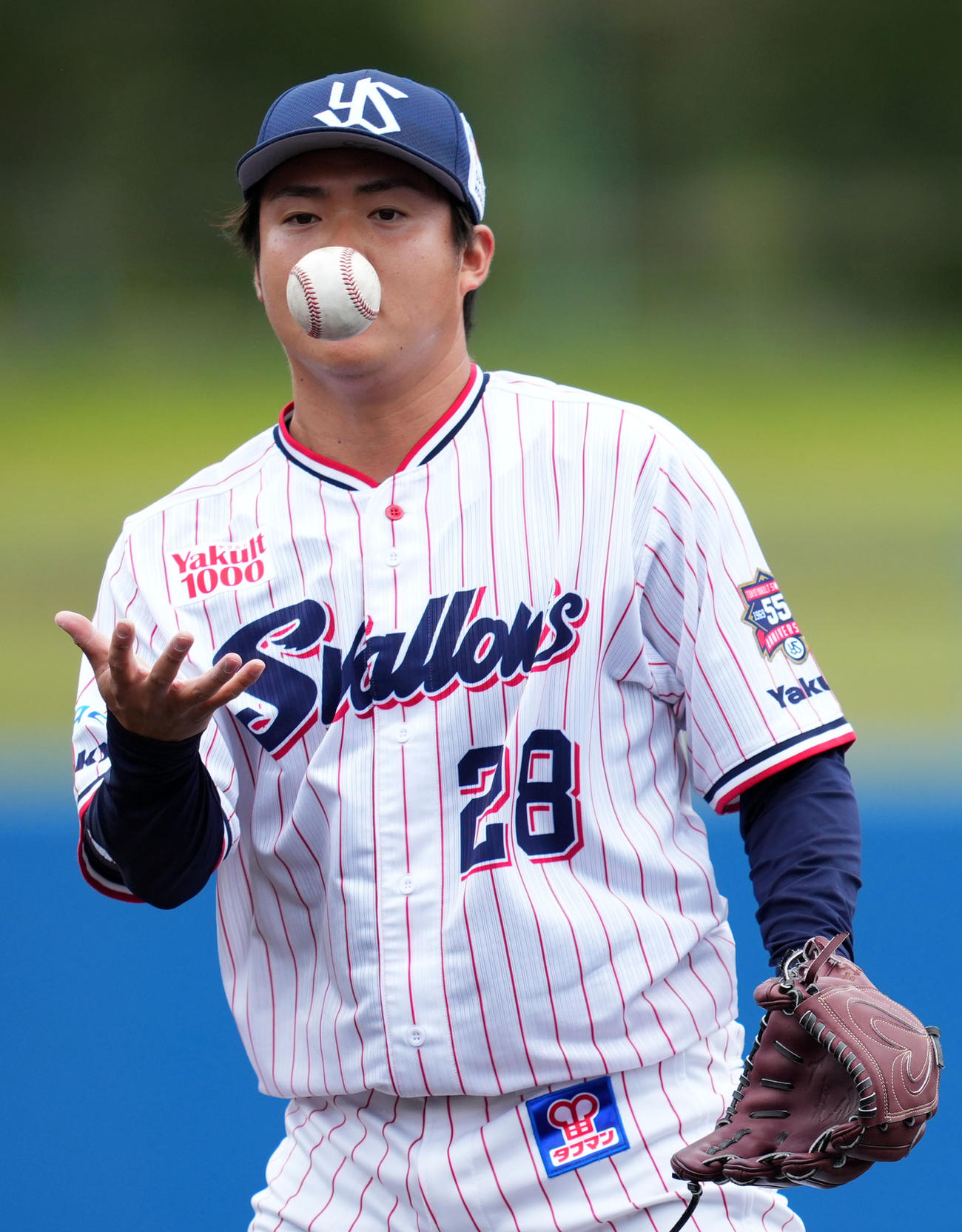 ヤクルト対KIA 3回表韓国KIA2死、崔を投ゴロに仕留める松本健（撮影・横山健太）