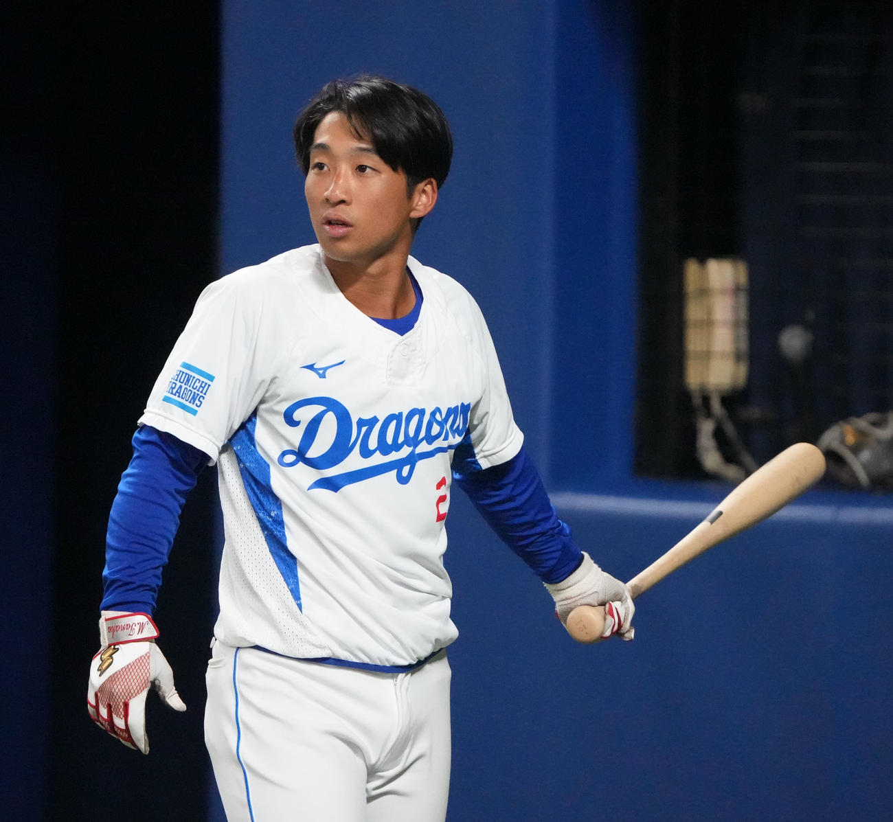 打撃練習をする田中（撮影・森本幸一）