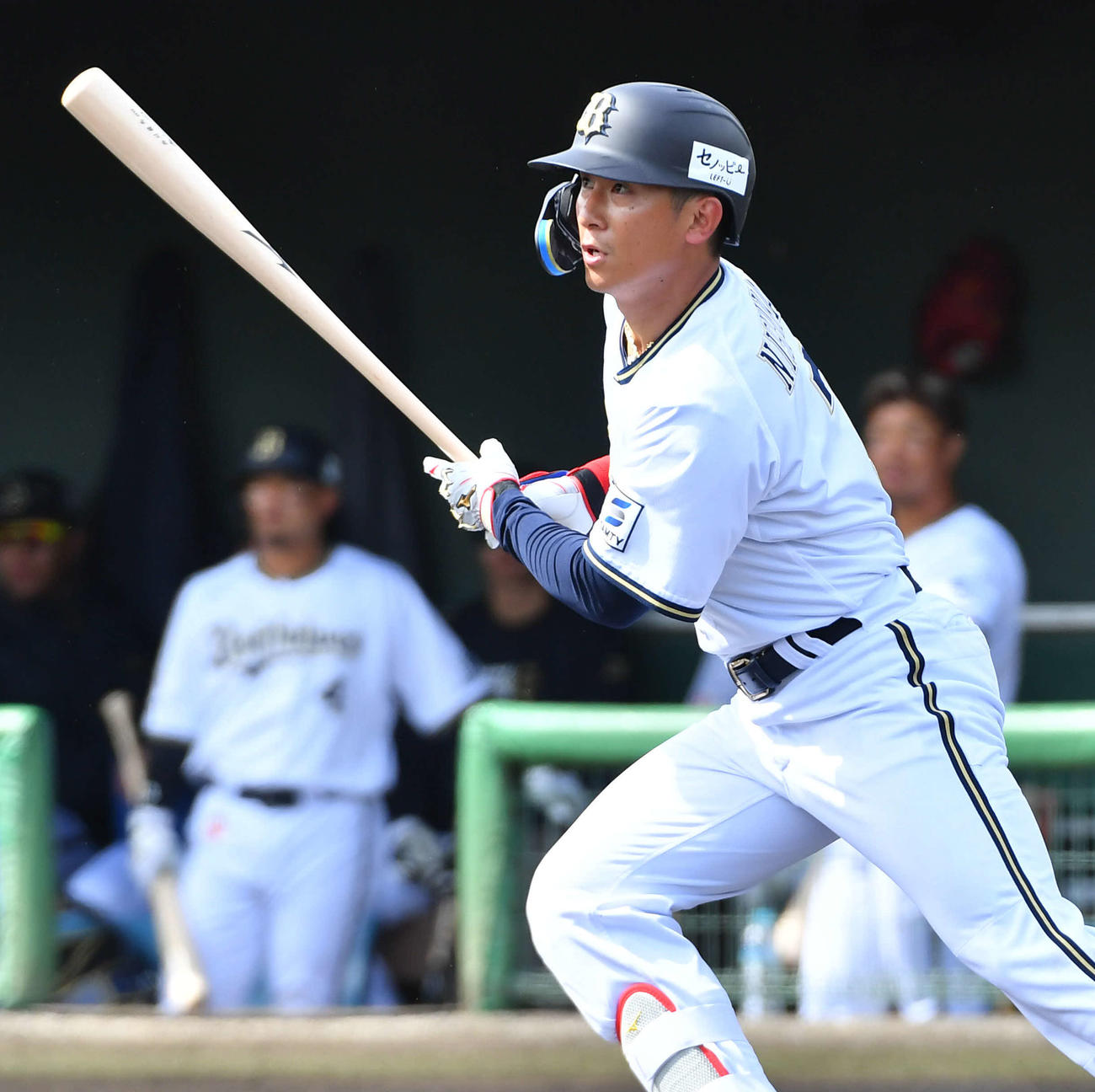 オリックス対ロッテ　1回裏オリックス無死、西川は中前安打を放つ（撮影・岩下翔太）