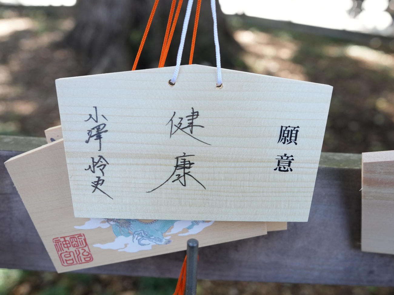 明治神宮での必勝祈願を終え奉納されたヤクルト小沢の絵馬（撮影・小沢裕）