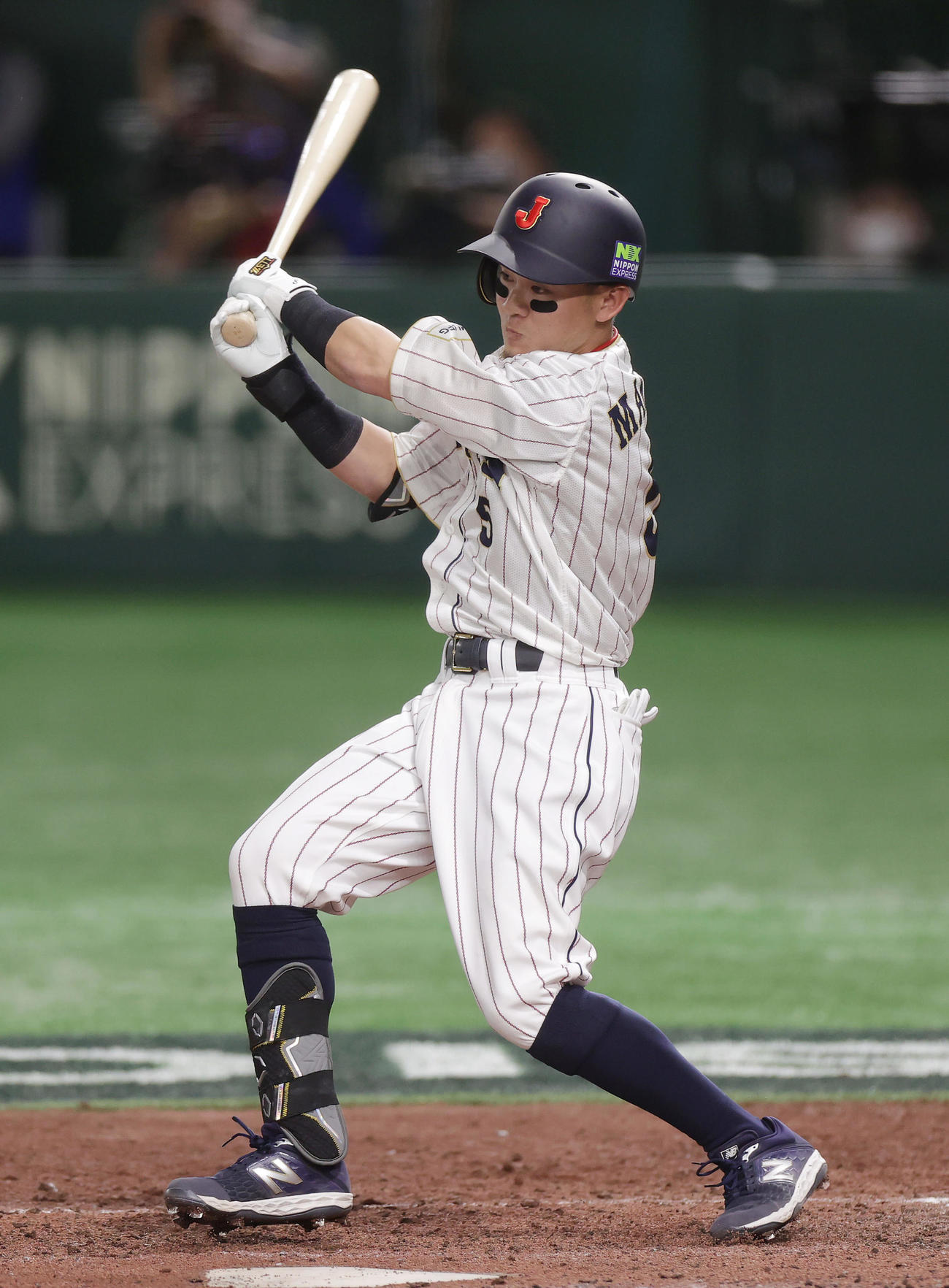 2023WBC 1次ラウンドB組　日本対チェコ　5回裏日本2死二塁、左前適時打を放つ牧原（2023年3月11日撮影・前田充）