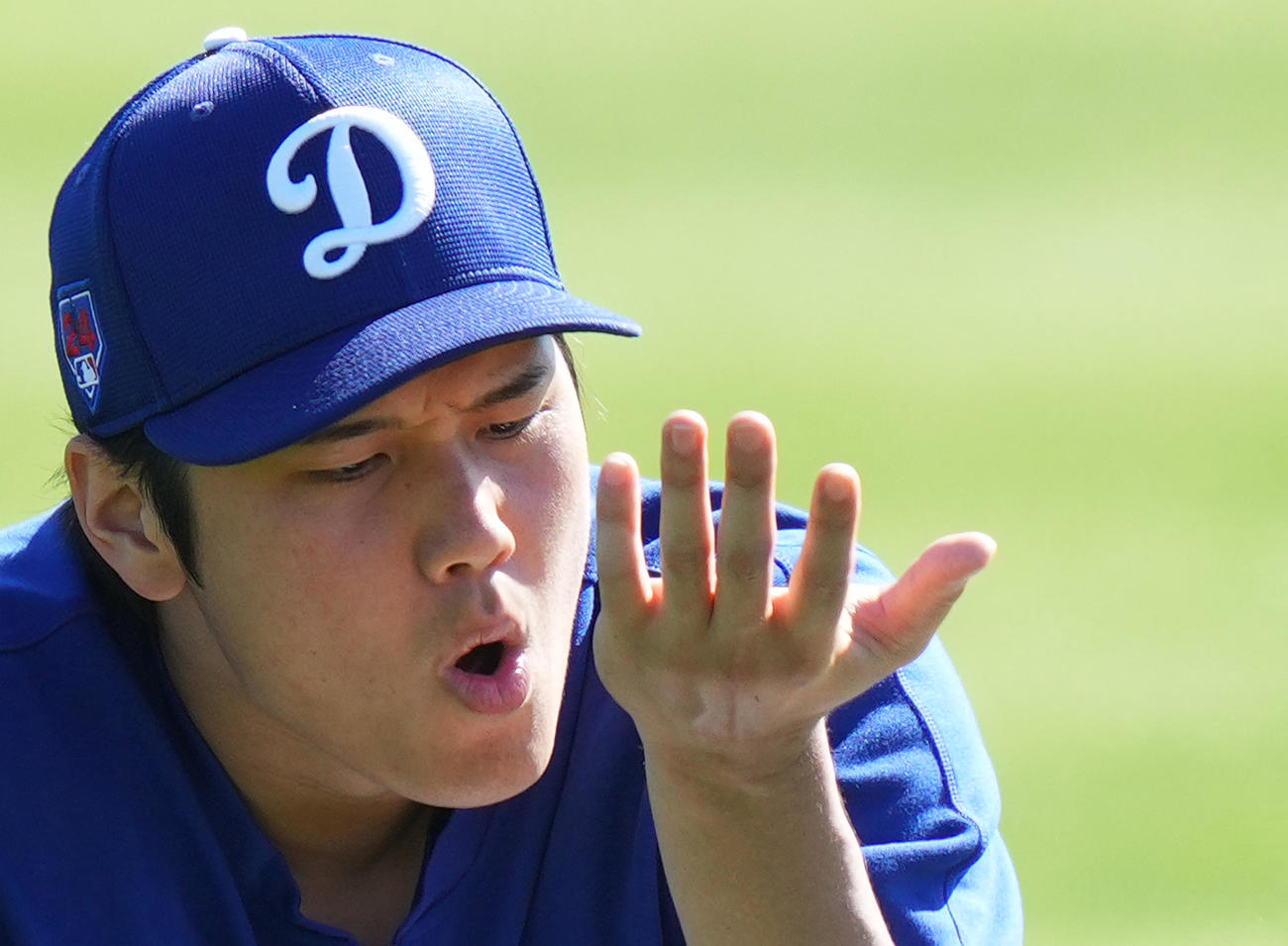 結婚発表から一夜明け、練習するドジャース大谷（2024年2月29日撮影）