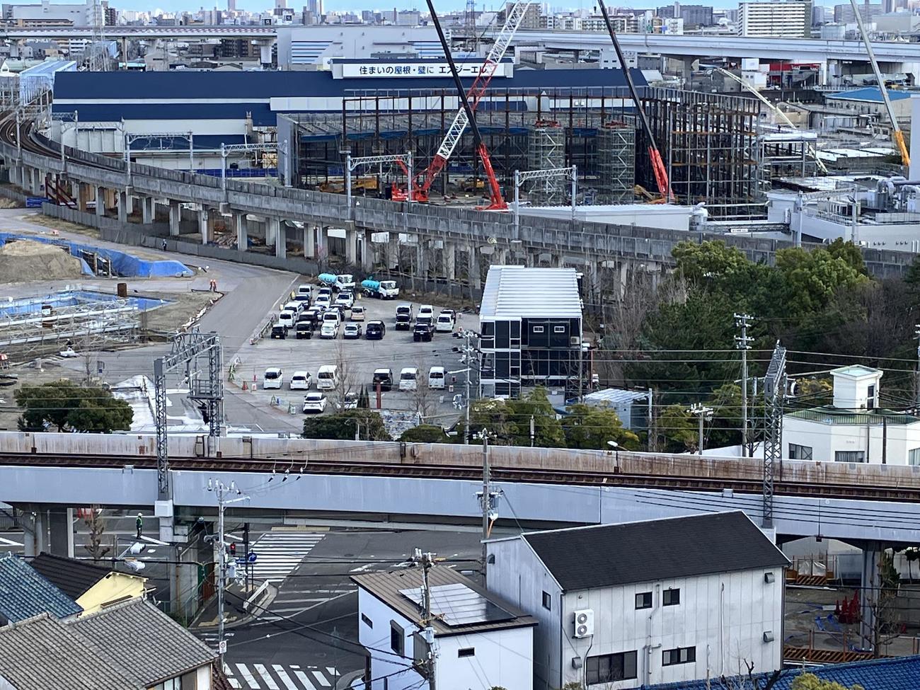 2月26日のゼロカーボンベースボールパーク工事状況（阪神電鉄提供）