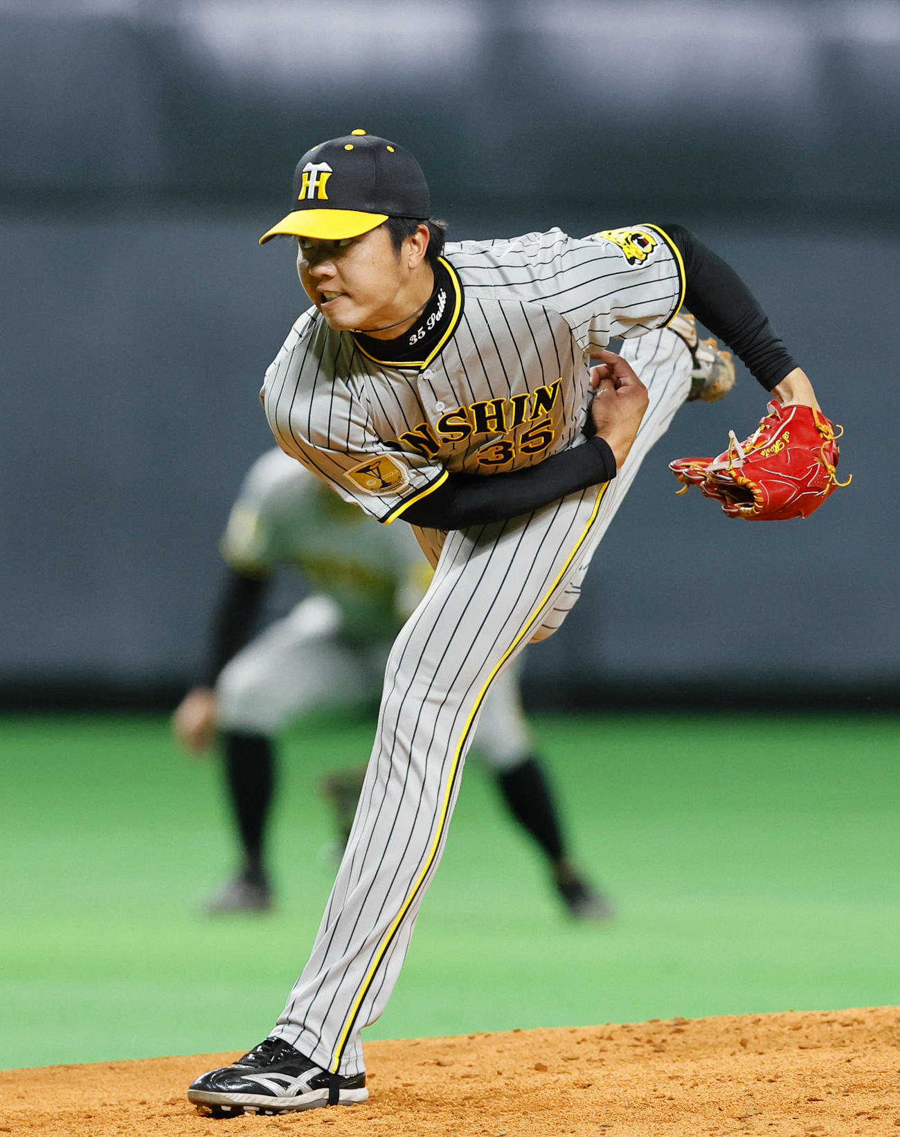 日本ハム対阪神　日本ハム戦に先発した阪神才木浩人＝2024年3月3日、札幌ドーム