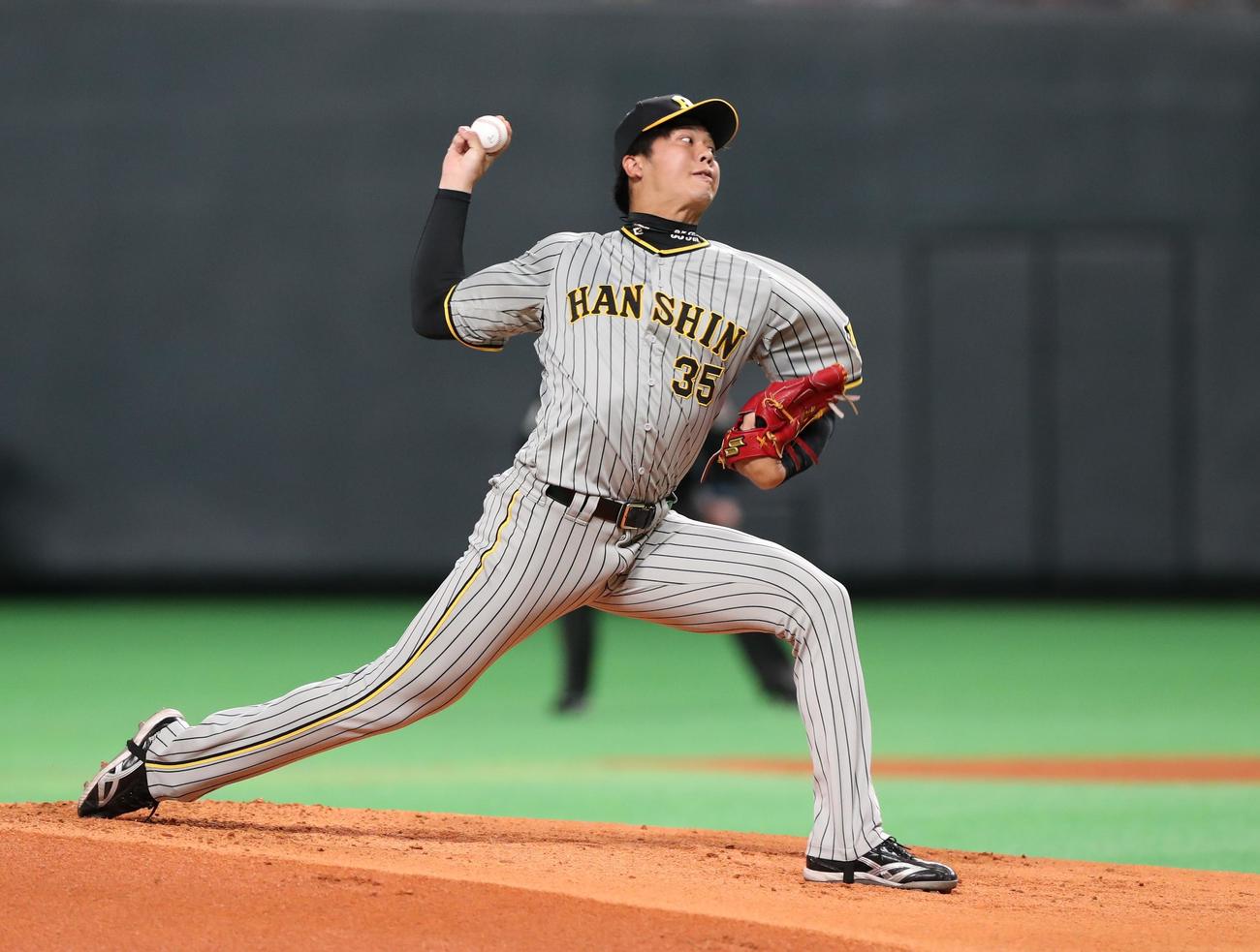 日本ハム対阪神　日本ハム戦に先発した阪神才木浩人＝2024年3月3日、札幌ドーム
