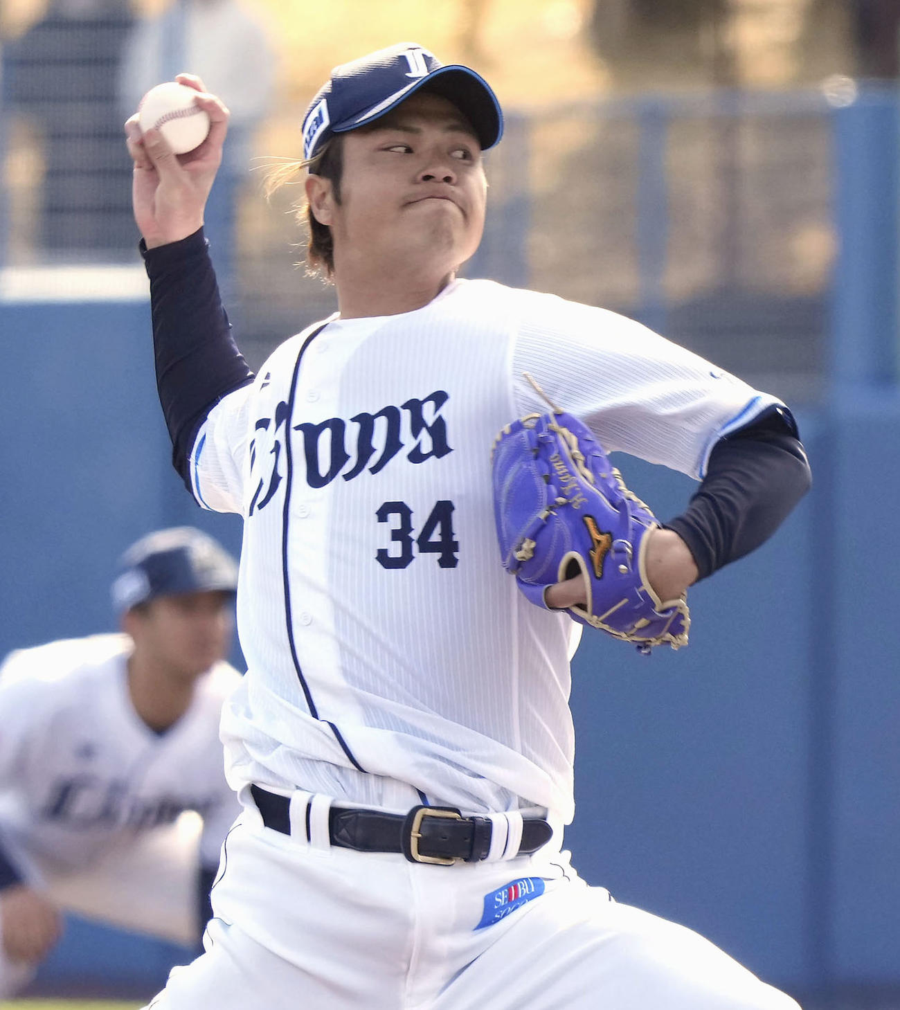 ロッテとの練習試合に登板し、1回を無失点だった西武・甲斐野（共同）
