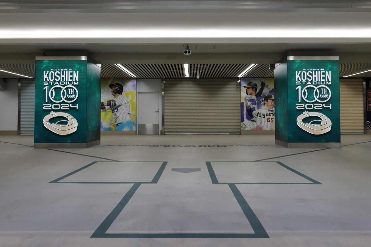 阪神甲子園球場100周年を迎えるにあたり、施されたオリジナルの装飾（阪神甲子園球場提供）