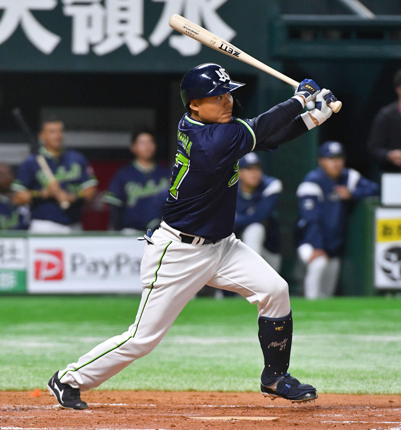 ソフトバンク対ヤクルト　2回表ヤクルト無死三塁、中村は右前適時打を放つ（撮影・岩下翔太）