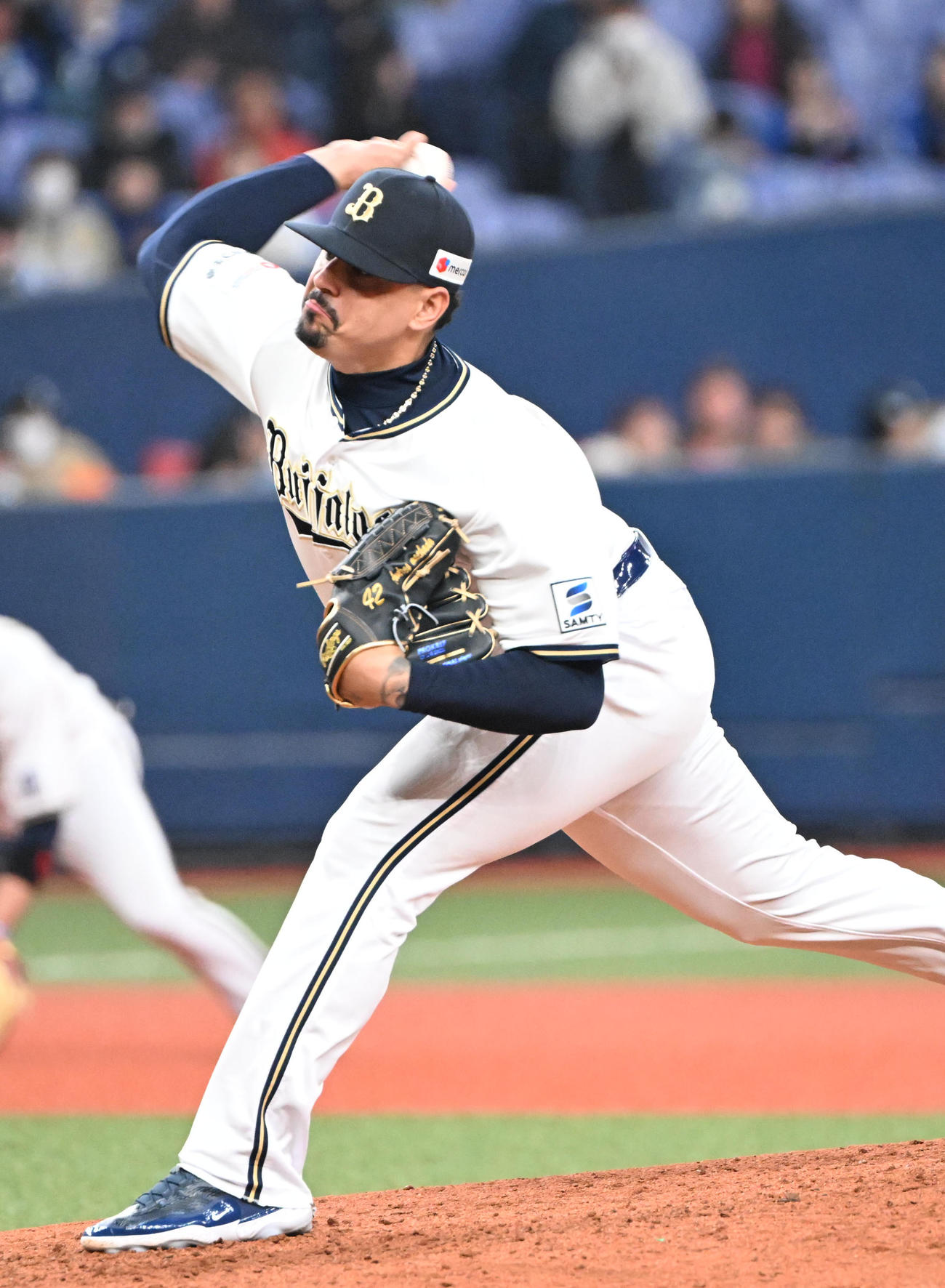オリックス対中日　6回に登板するオリックスのマチャド（撮影・和賀正仁）