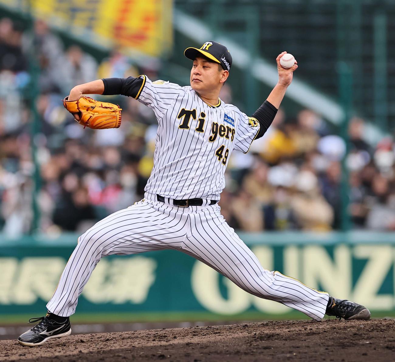阪神対楽天オープン戦　阪神3番手の大竹（撮影・上田博志）