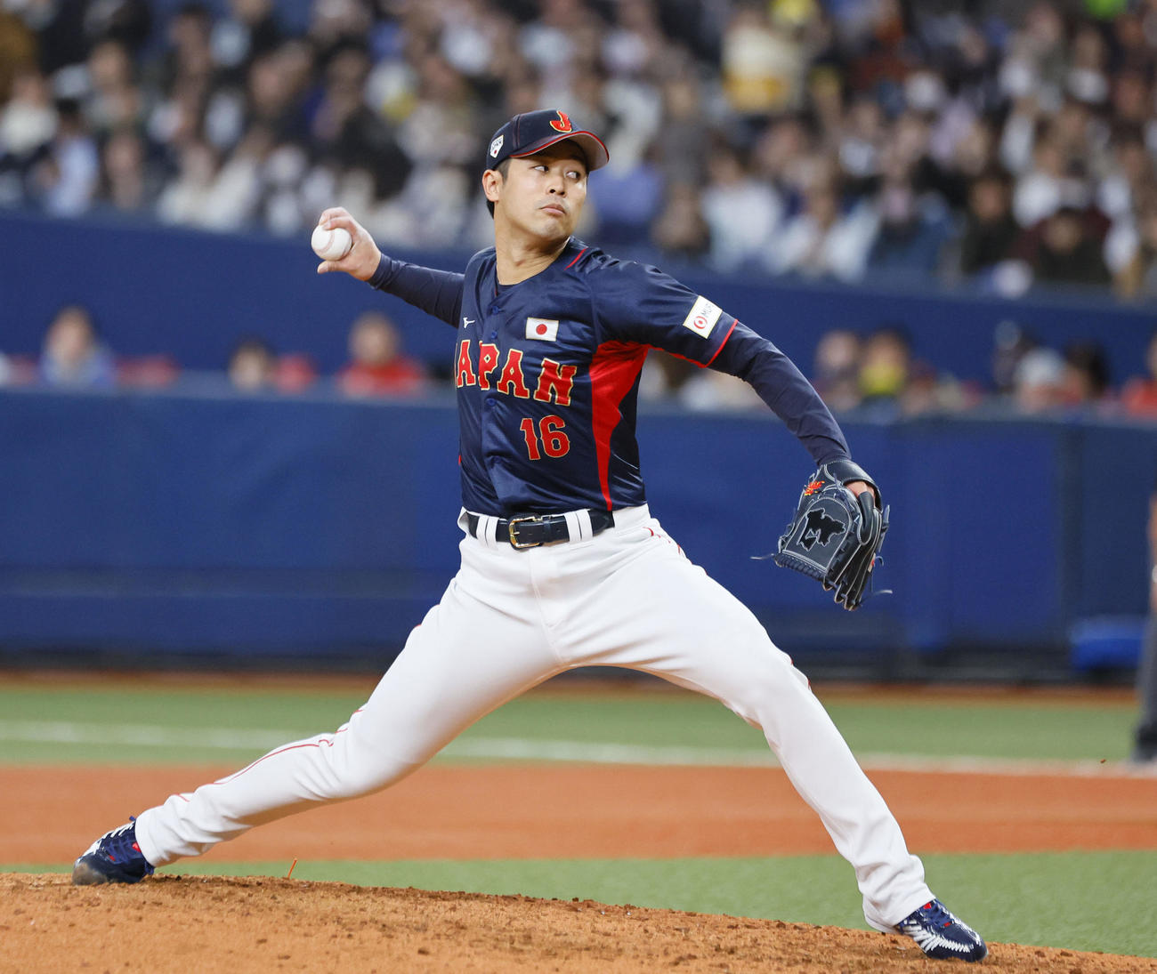 欧州対日本　8回、6番手で登板した日本種市（撮影・藤尾明華）