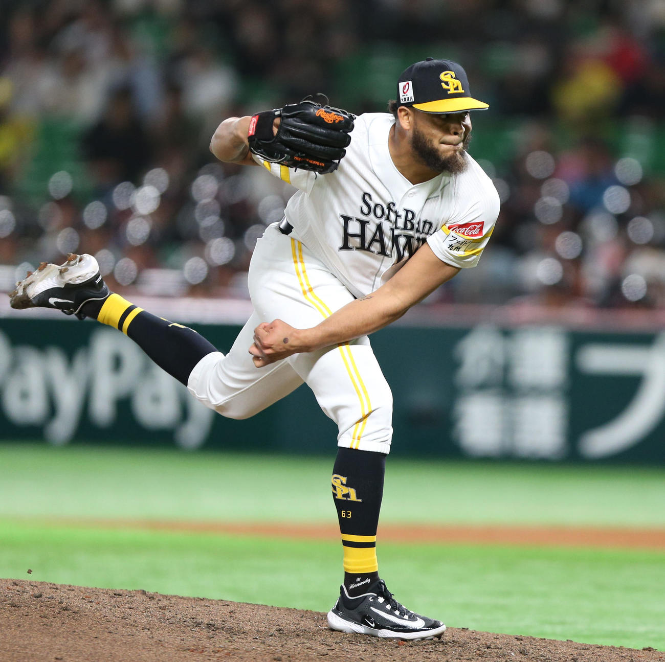 ソフトバンク対ヤクルト　6回にソフトバンク3番手として登板したヘルナンデス（撮影・冨田成美）