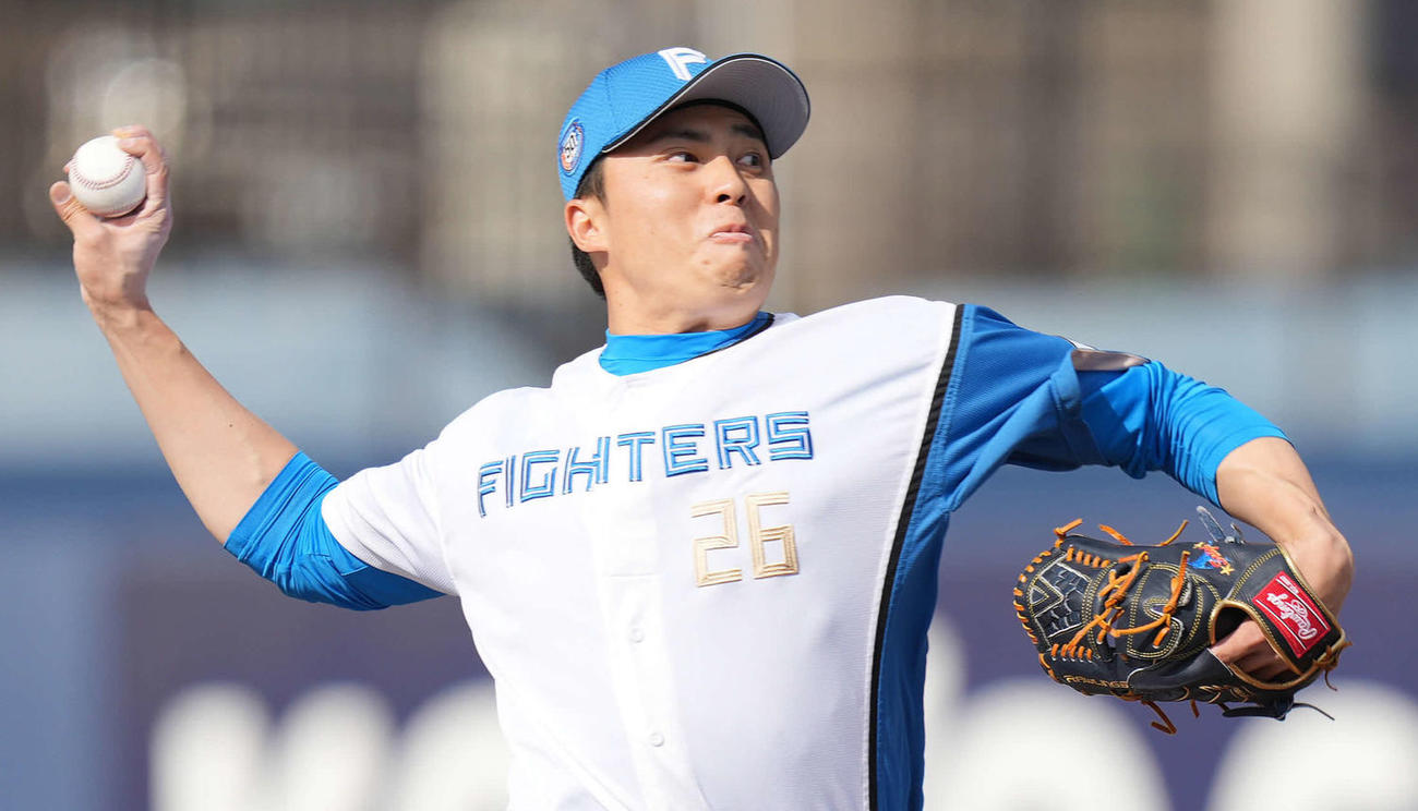 日本ハム対西武　5回表から3番手で登壇した日本ハム田中正（撮影・鈴木みどり）