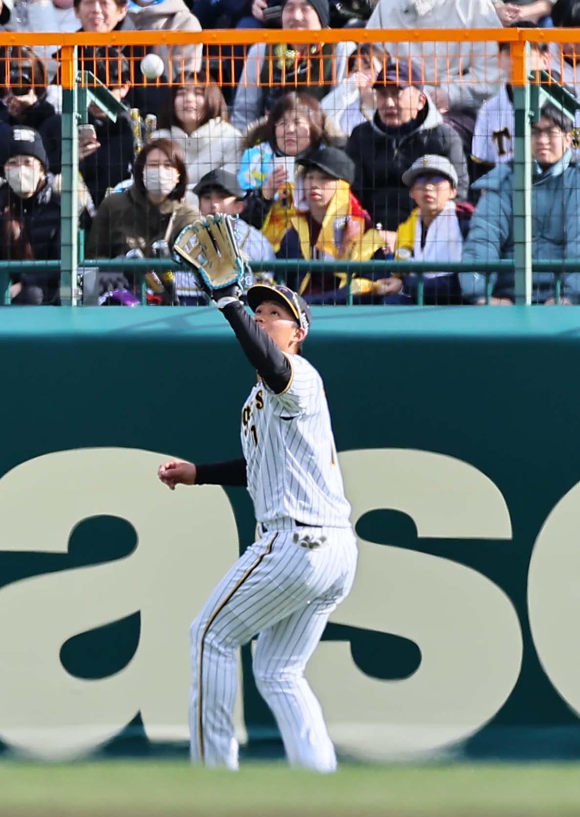 阪神対ヤクルト　7回表ヤクルト無死、中堅手の森下は浜田の飛球を捕球する（撮影・上田博志）