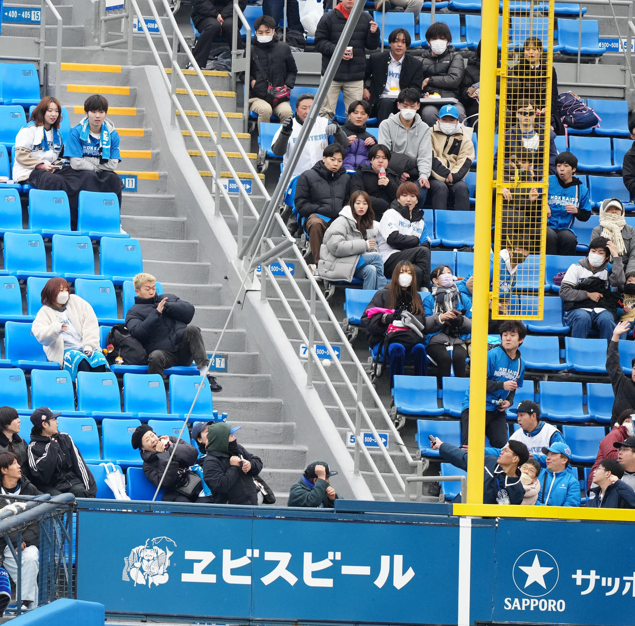 DeNA対日本ハム　9回裏DeNA無死、蝦名が左翼ポール付近に放った打球（撮影・江口和貴）