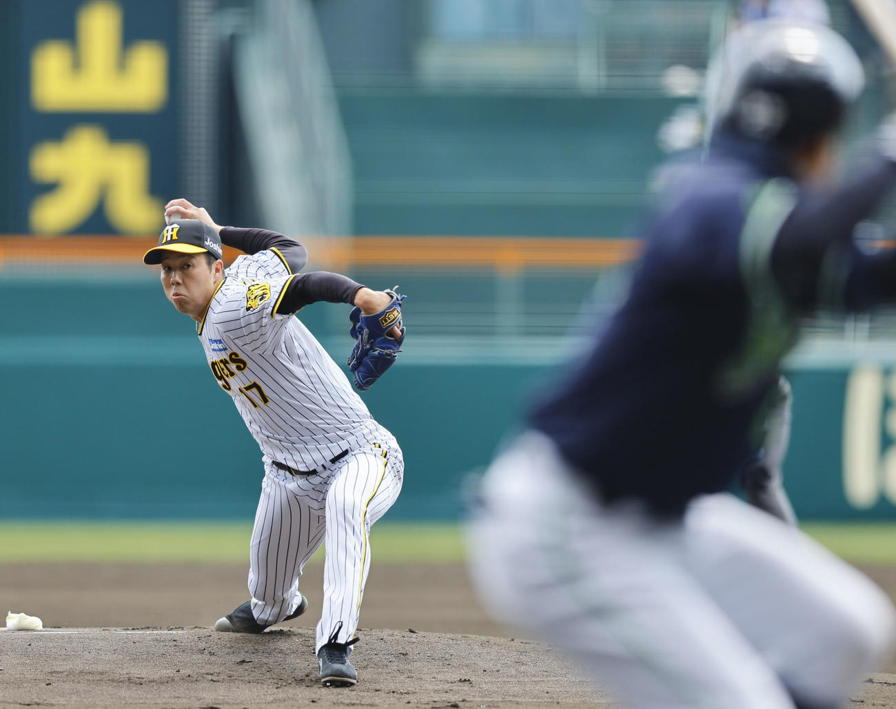 阪神対ヤクルト　ヤクルト戦に先発した阪神青柳（撮影・藤尾明華）
