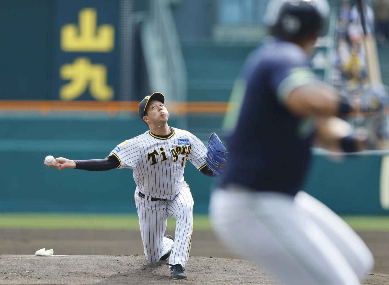 阪神対ヤクルト　ヤクルト戦に先発した阪神青柳（撮影・藤尾明華）