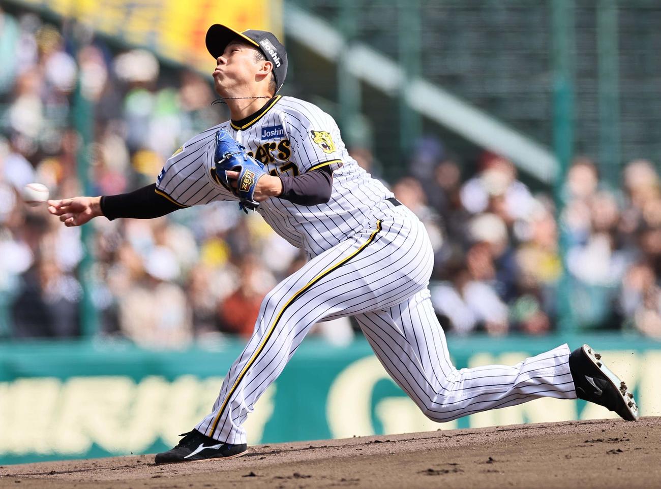 阪神対ヤクルト　阪神先発の青柳（撮影・上田博志）