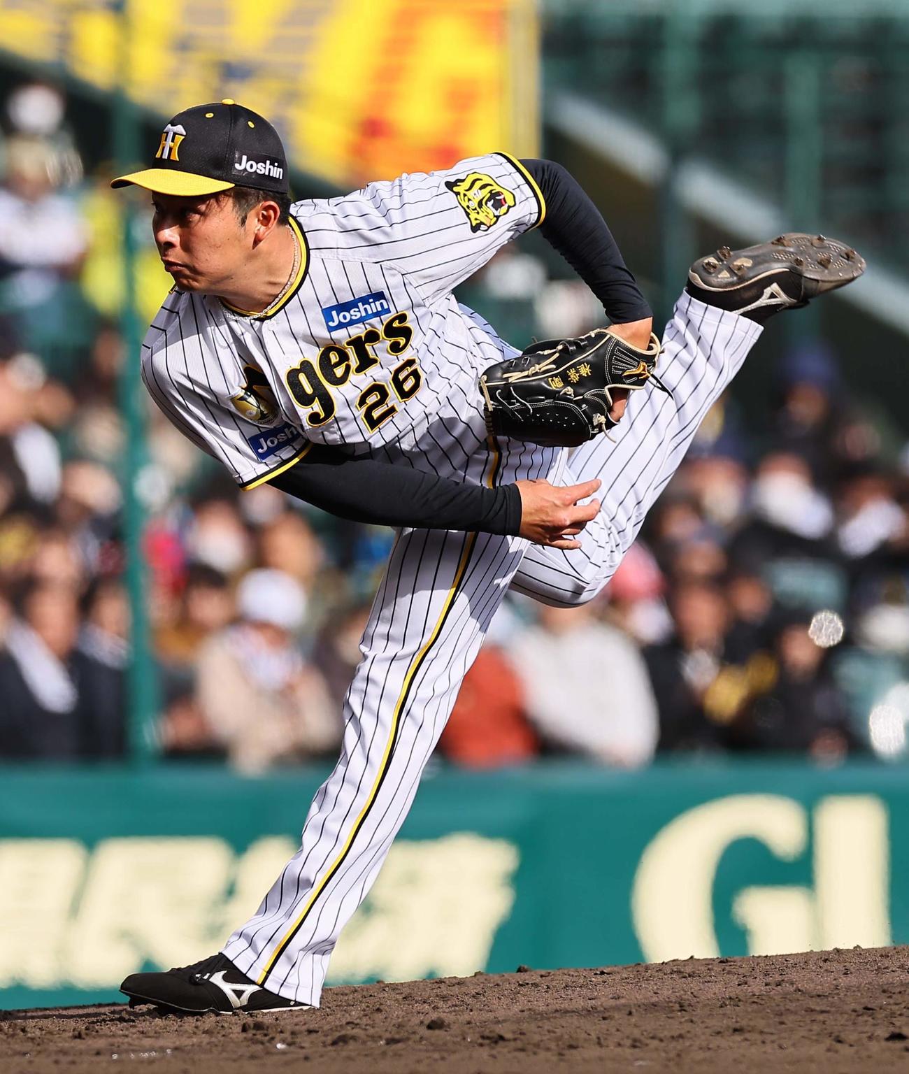 阪神対ヤクルト　阪神4番手の椎葉（撮影・上田博志）