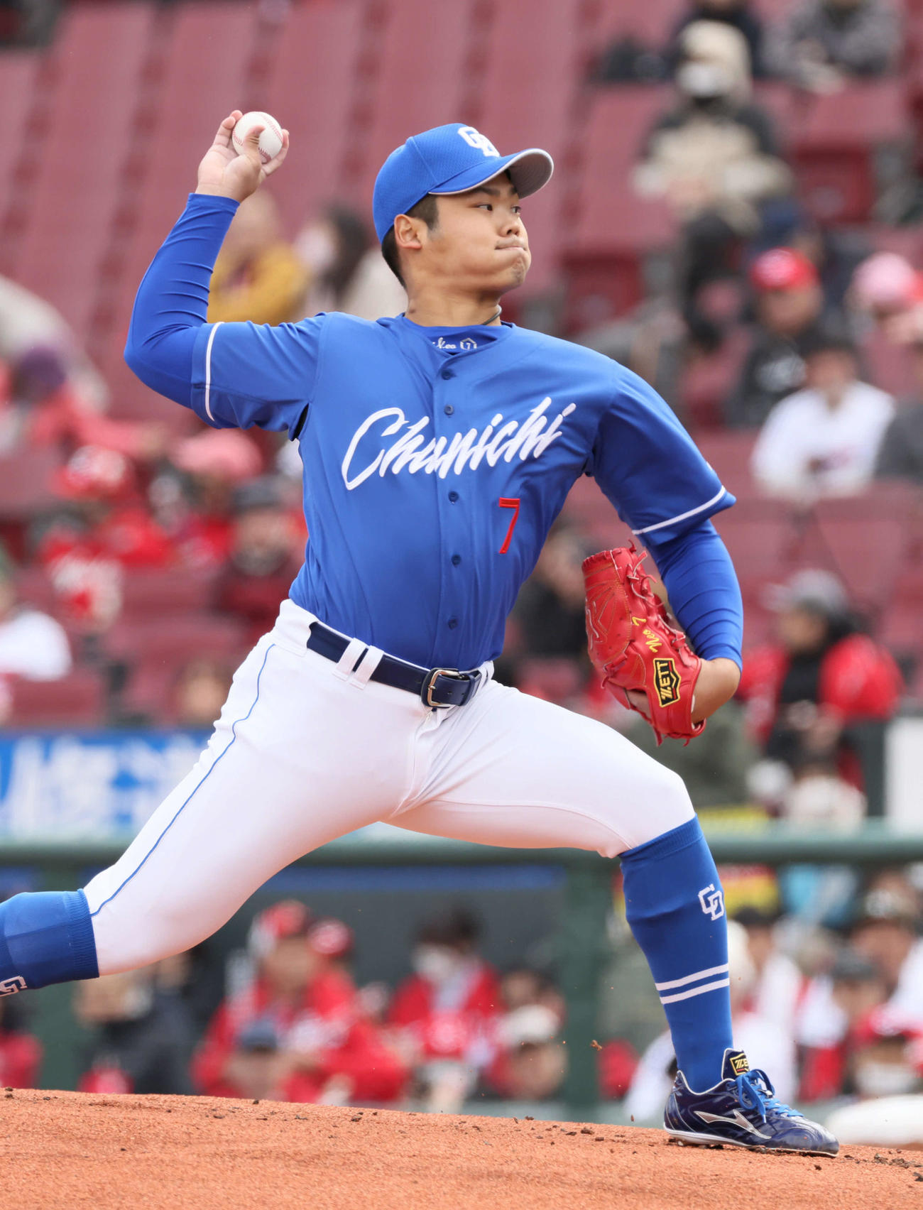 広島対中日　中日先発の根尾（撮影・加藤孝規）