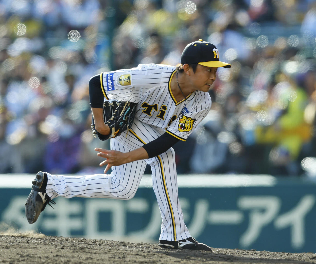阪神対ヤクルト　9回、6番手で登板した阪神島本（撮影・藤尾明華）