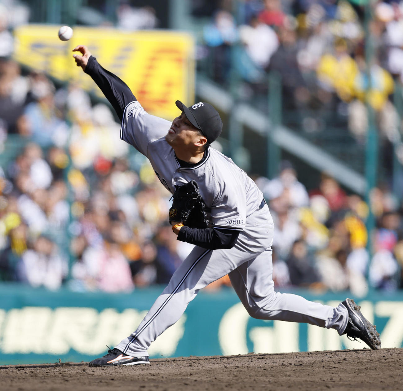 阪神対巨人　5回、2番手で登板した巨人馬場（撮影・藤尾明華）