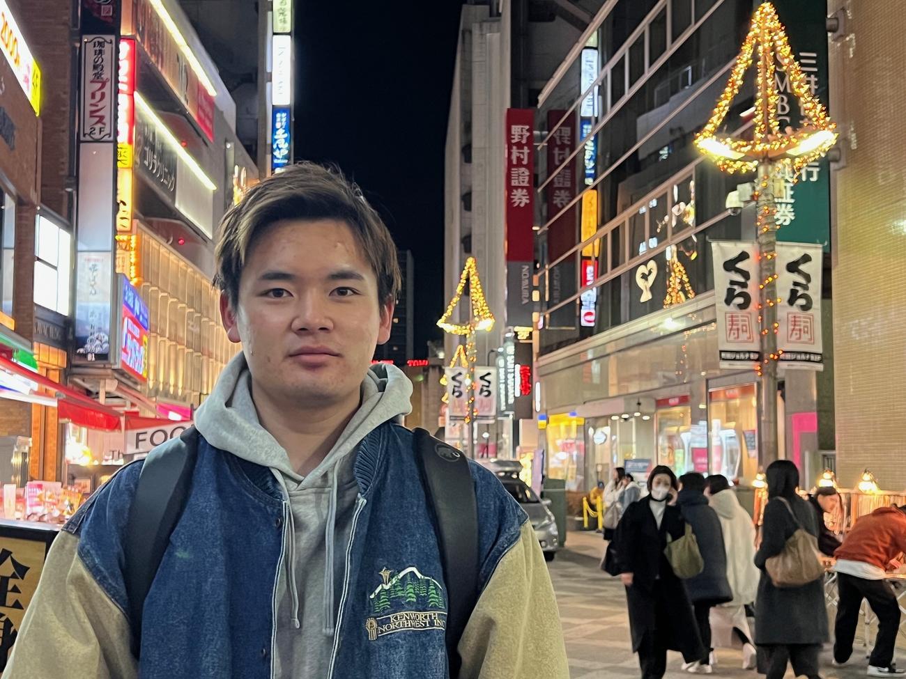 ロッテ佐々木の大船渡時代のチームメート村上泰宗さん（23年12月撮影）