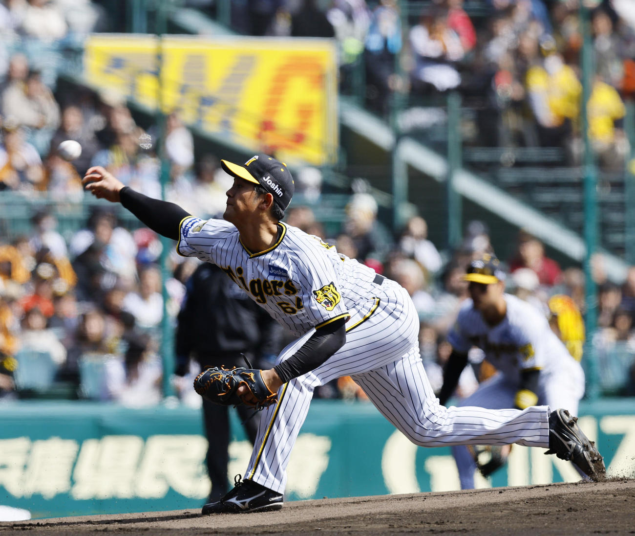 阪神対巨人　巨人戦に先発した阪神岡留（撮影・藤尾明華）