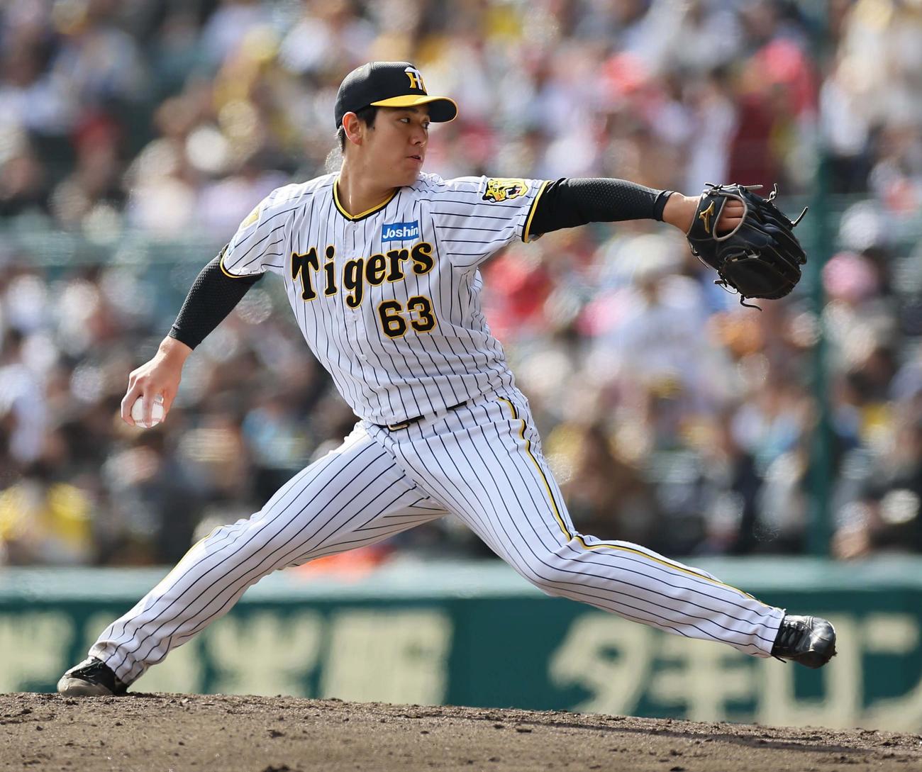 阪神対巨人　阪神4番手の石黒佑弥（撮影・上田博志）