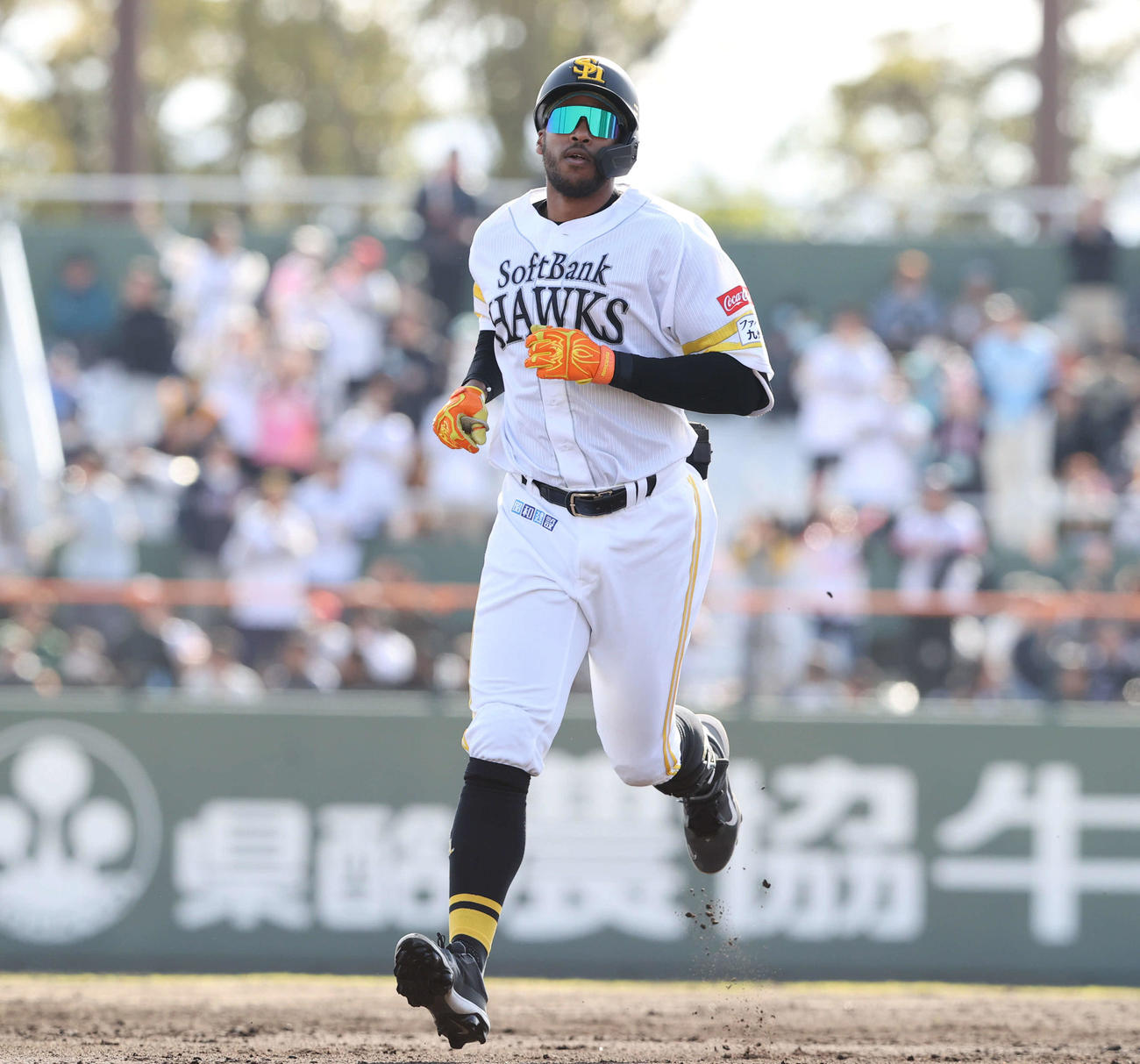 ソフトバンク対巨人　6回裏ソフトバンク2死二塁、ウォーカーは左越えに逆転2点本塁打を放つ（撮影・梅根麻紀）