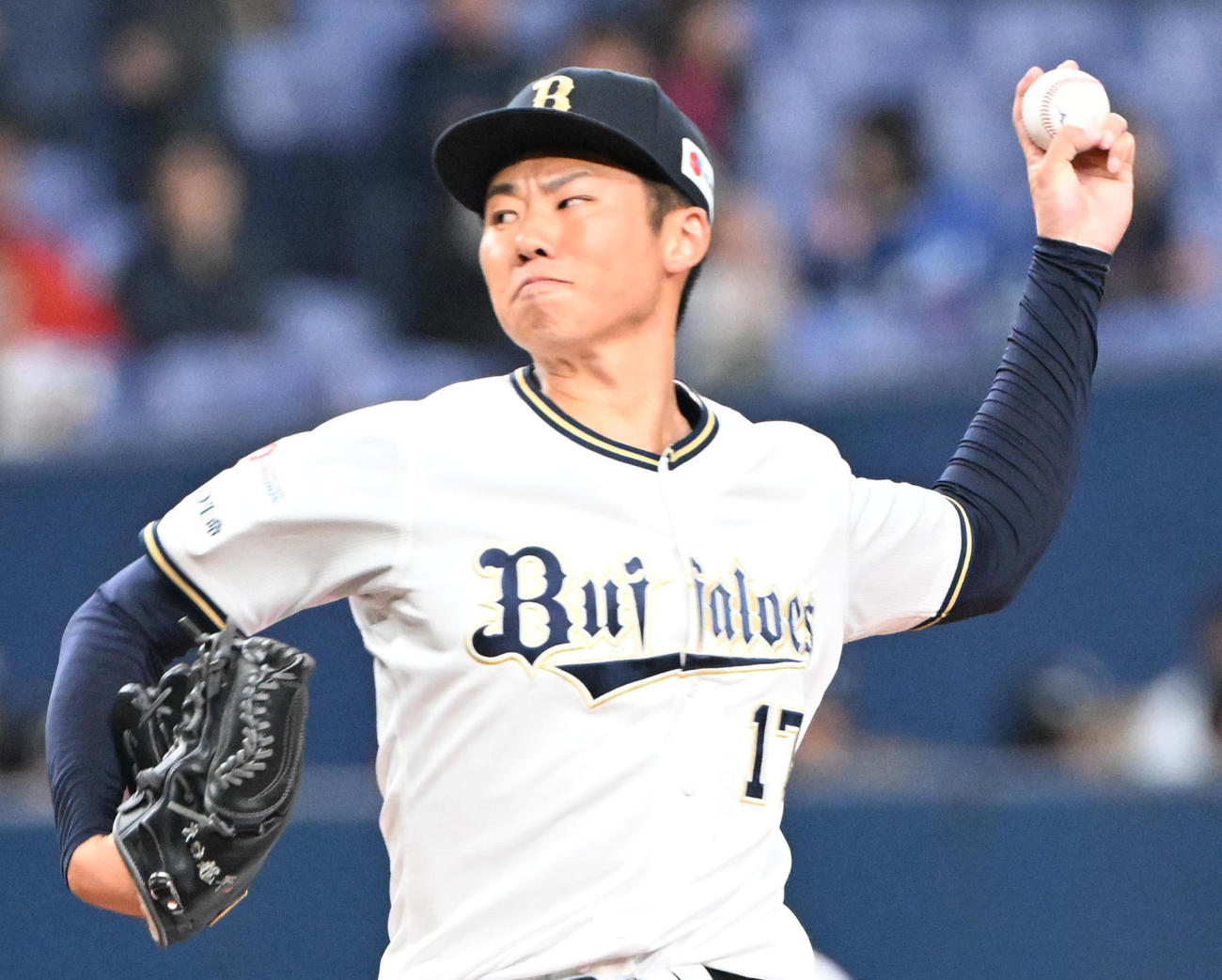 オリックス曽谷龍平（2024年3月5日撮影）