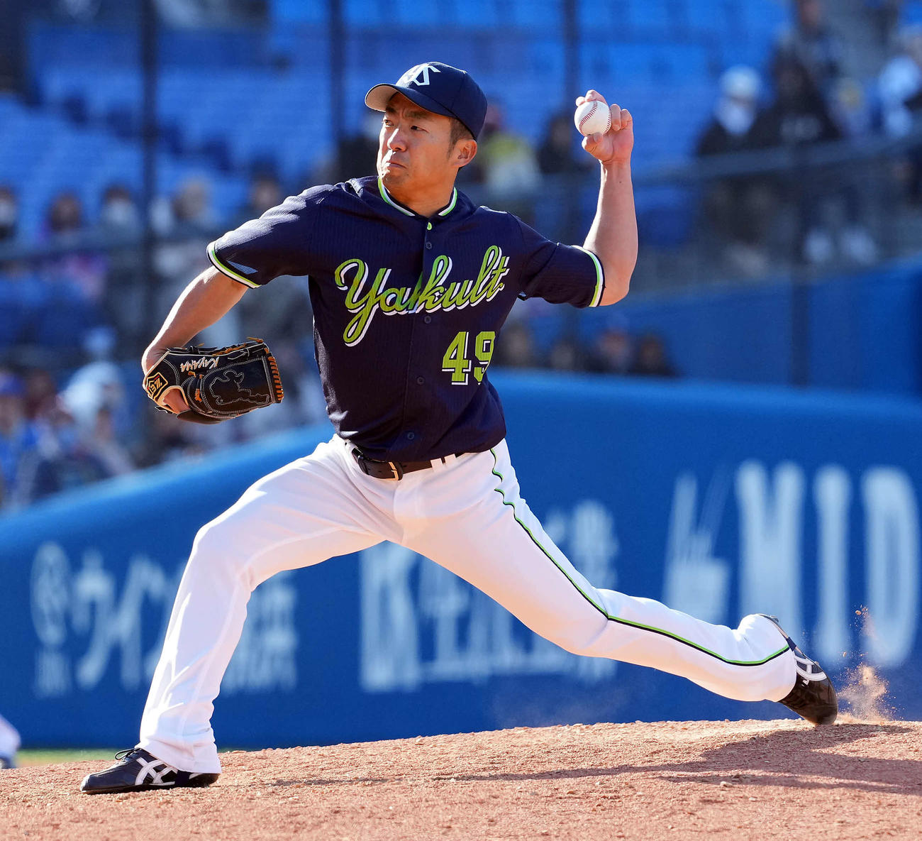 DeNA対ヤクルト　8回途中からマウンドに上がったヤクルト嘉弥真（撮影・たえ見朱実）