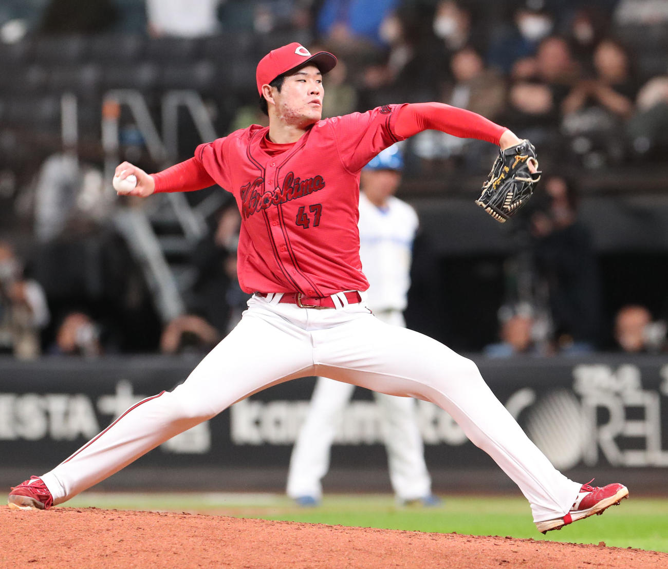日本ハム対広島　広島2番手の斉藤（撮影・佐藤翔太）