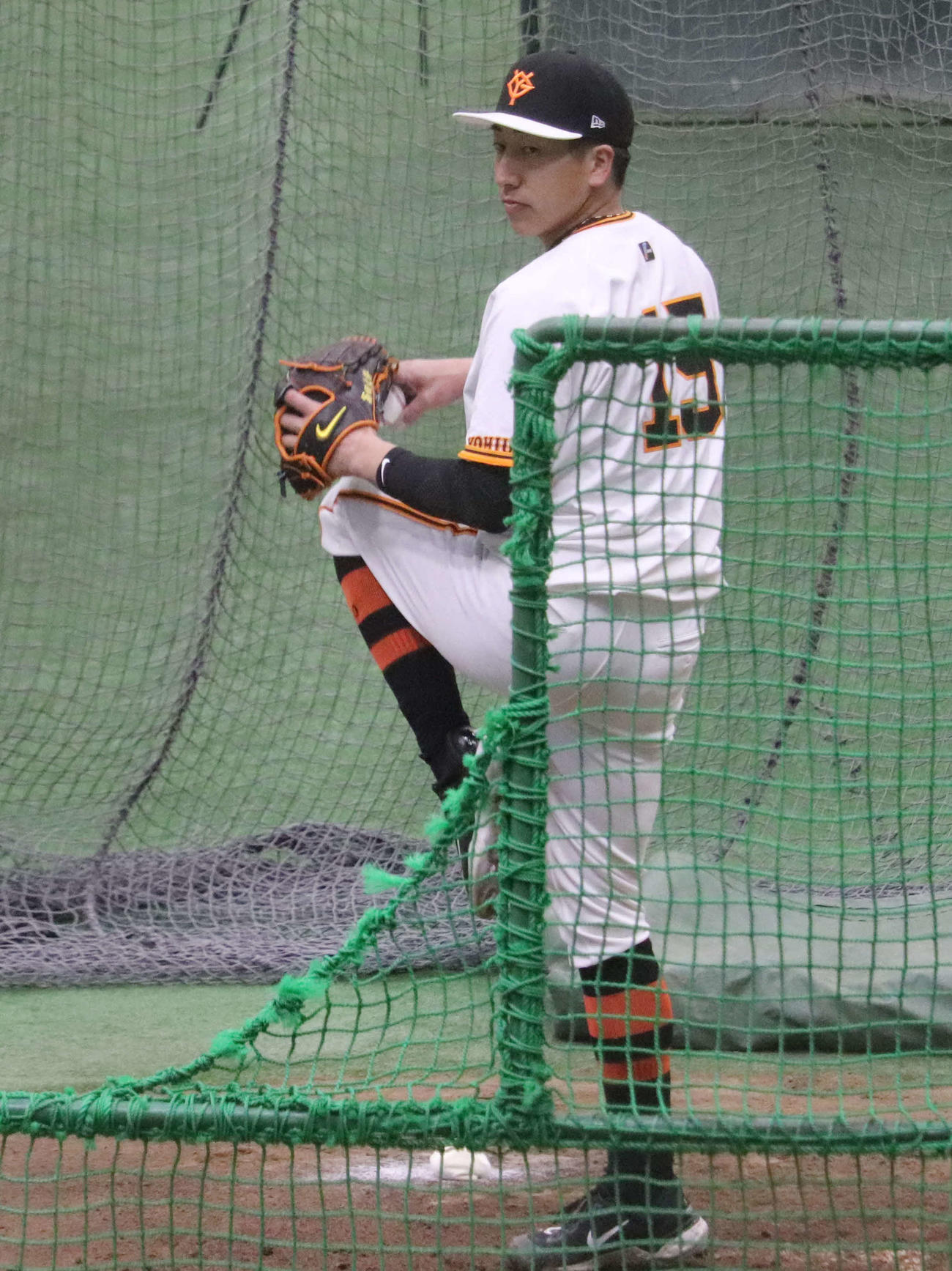 シート打撃に登板した巨人大勢（2024年3月7日撮影）